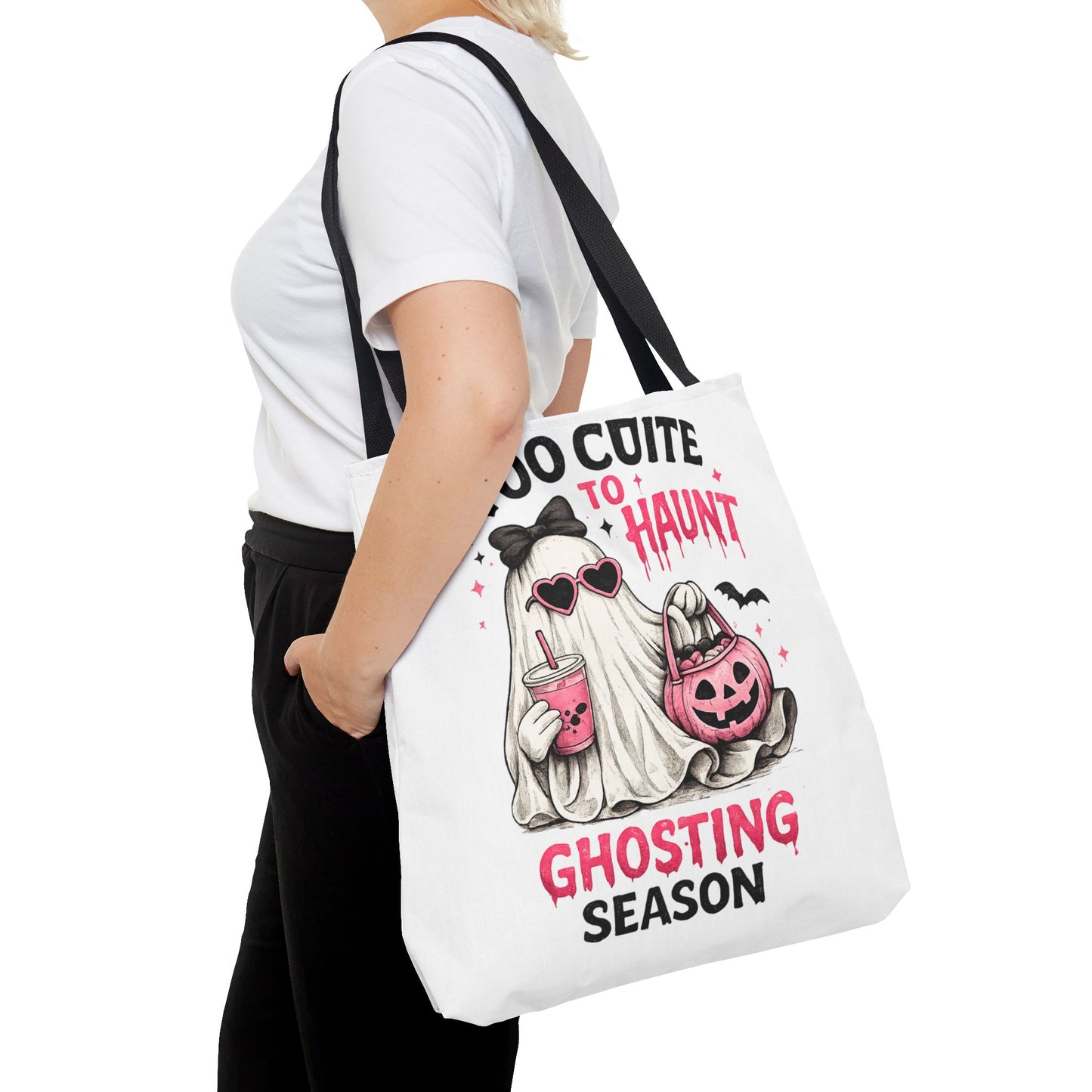 Too Cute to Haunt Tote Bag | Ghosting Season Halloween Tote | Cute Ghost Canvas Bag | Coquette Spooky Tote | Fall Book Bag | Halloween Gift