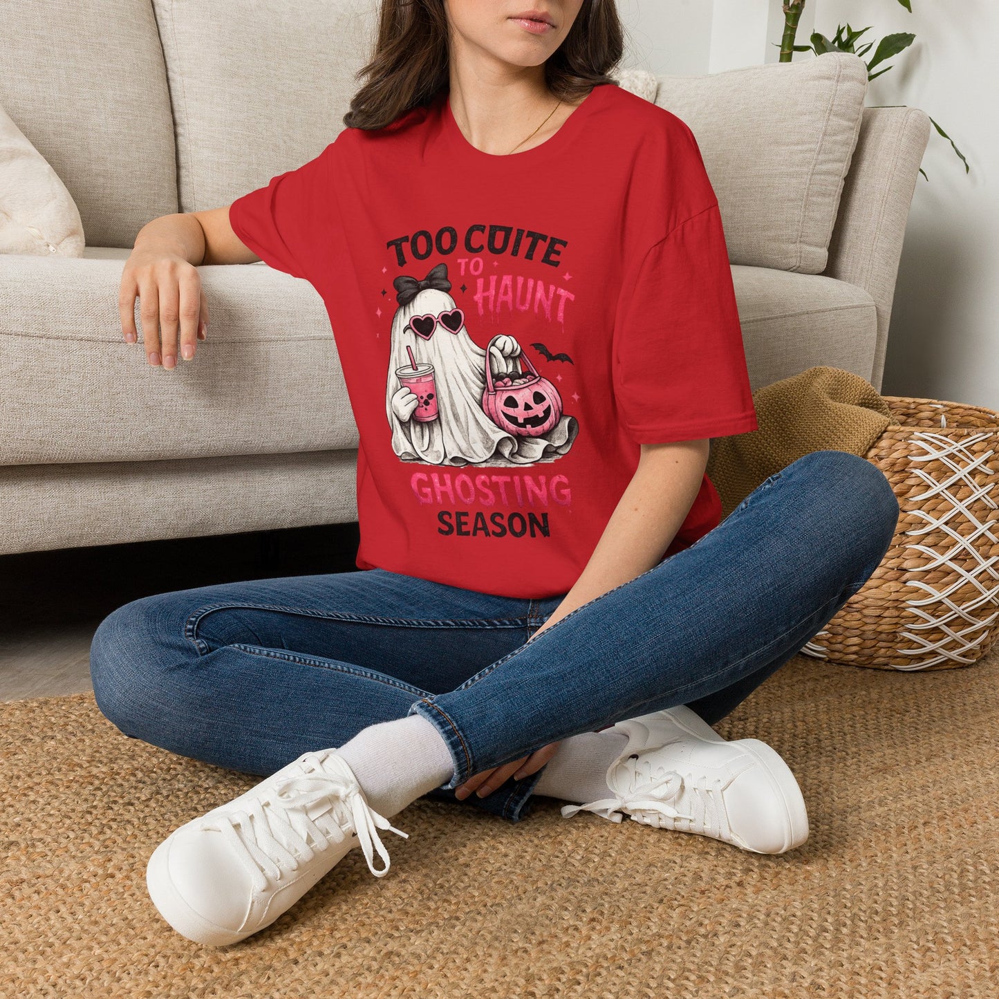 Too Cute to Haunt Ghosting Season Shirt | Funny Halloween Ghost T-Shirt | Cute Coquette Halloween Tee | Spooky Season Graphic Shirt