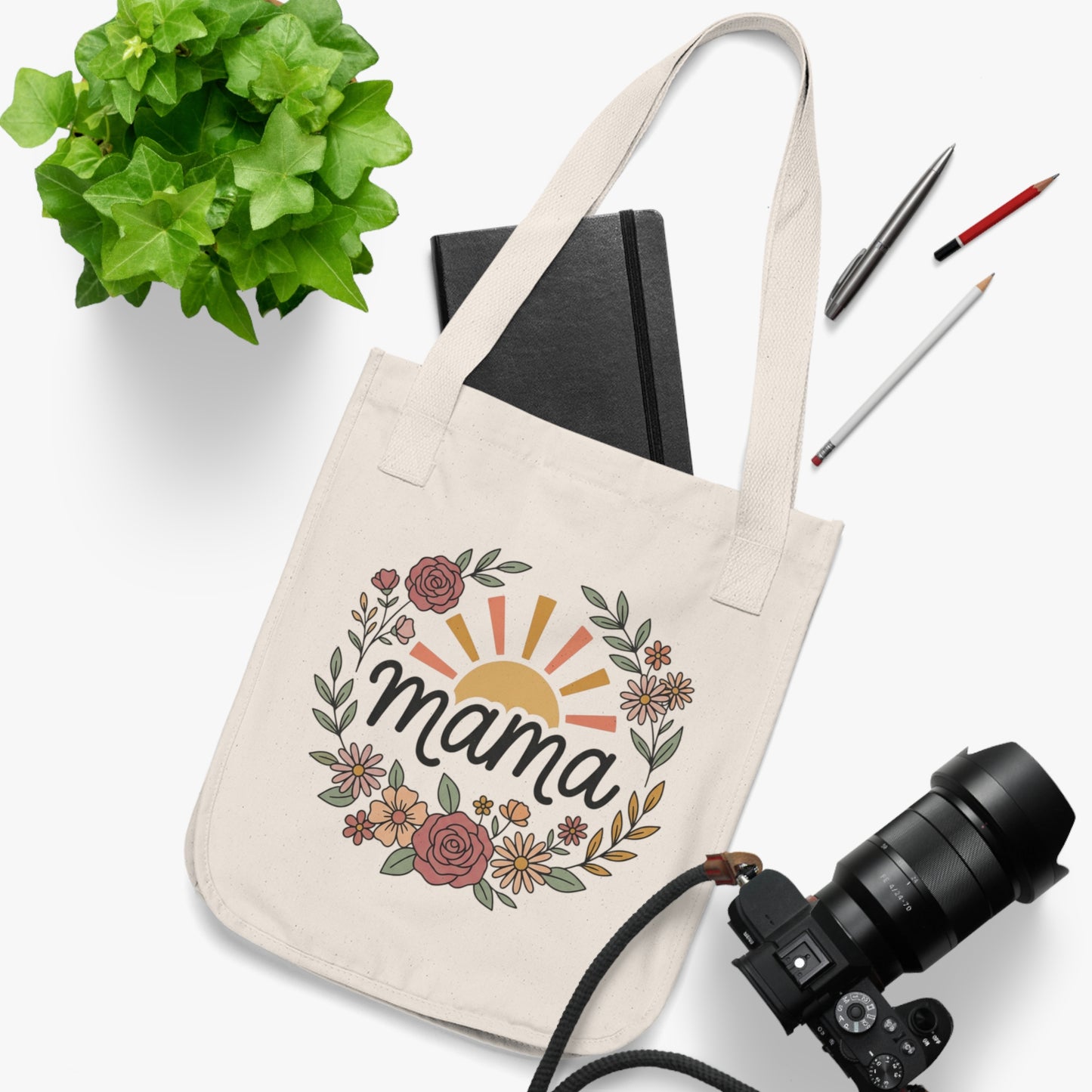 Mama Floral Canvas Tote Bag – Boho Mom Gift