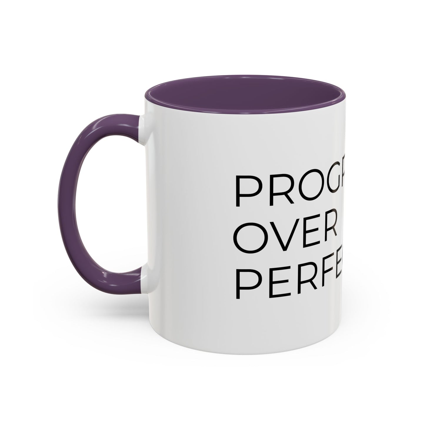 Progress Over Perfection Accent Coffee Mug | Motivational Ceramic Mug (11oz & 15oz)