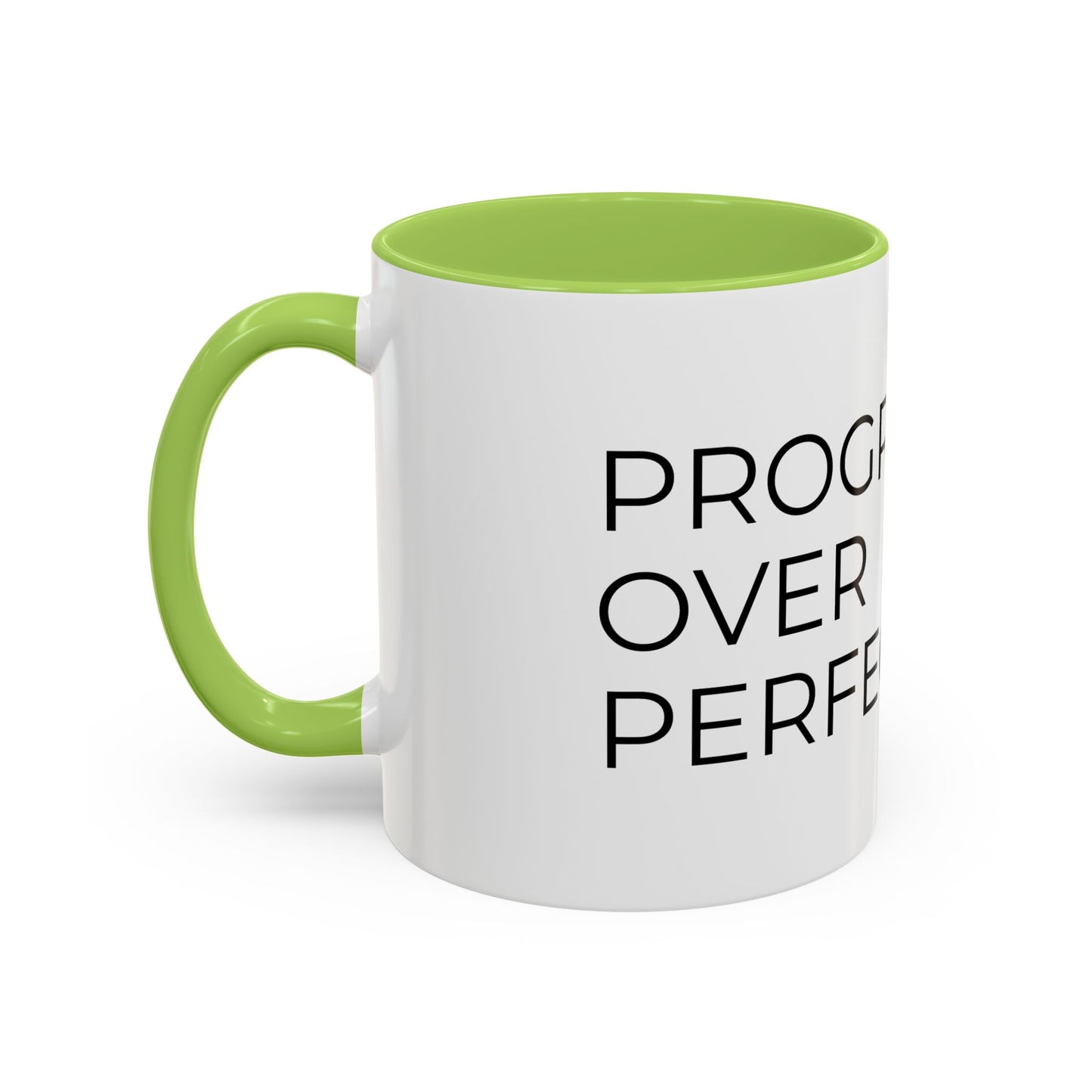 Progress Over Perfection Accent Coffee Mug | Motivational Ceramic Mug (11oz & 15oz)