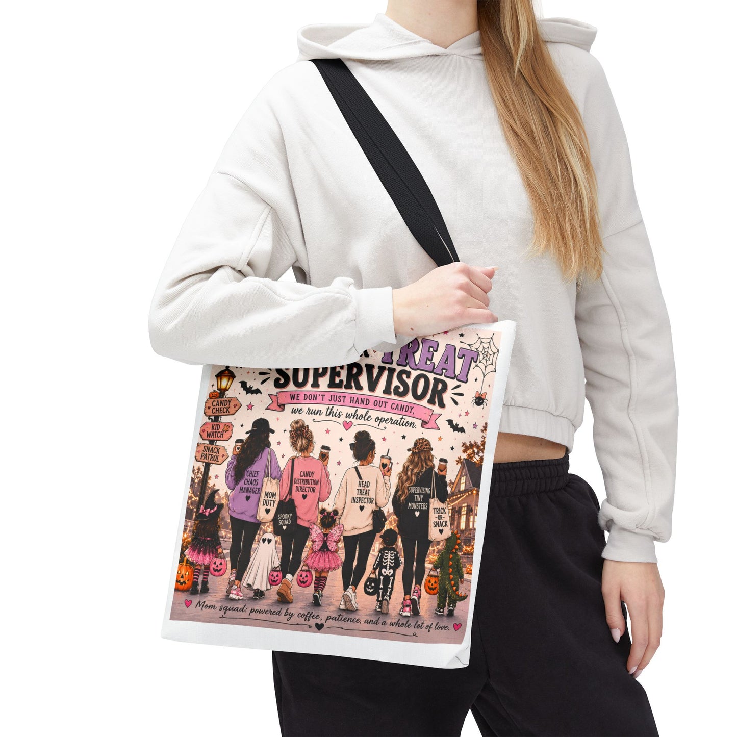 Trick or Treat Supervisor Tote Bag | Funny Halloween Tote | Pumpkin Patch Bag | Halloween Mom Gift | Reusable Fall Shopping Bag