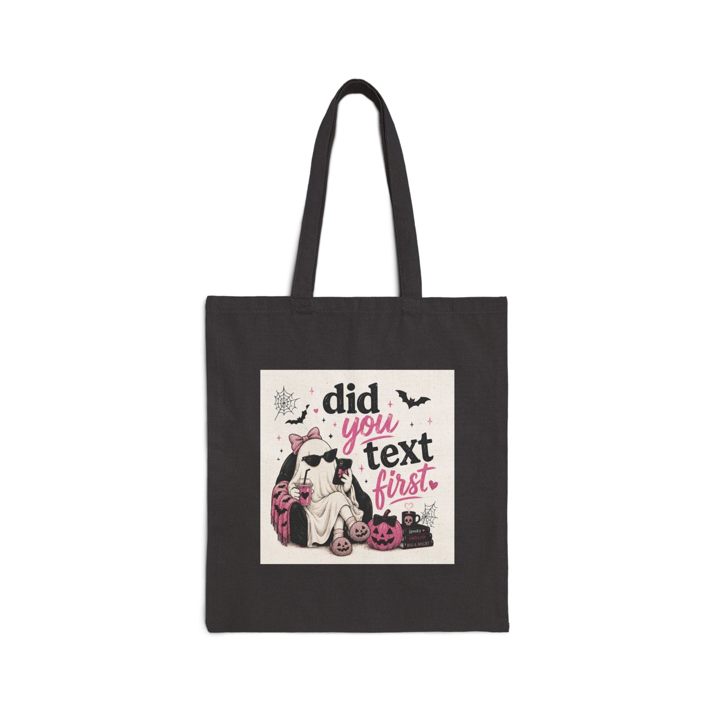 Did You Text First ghost Halloween Tote Bag | spooky jack-o'-lanterns