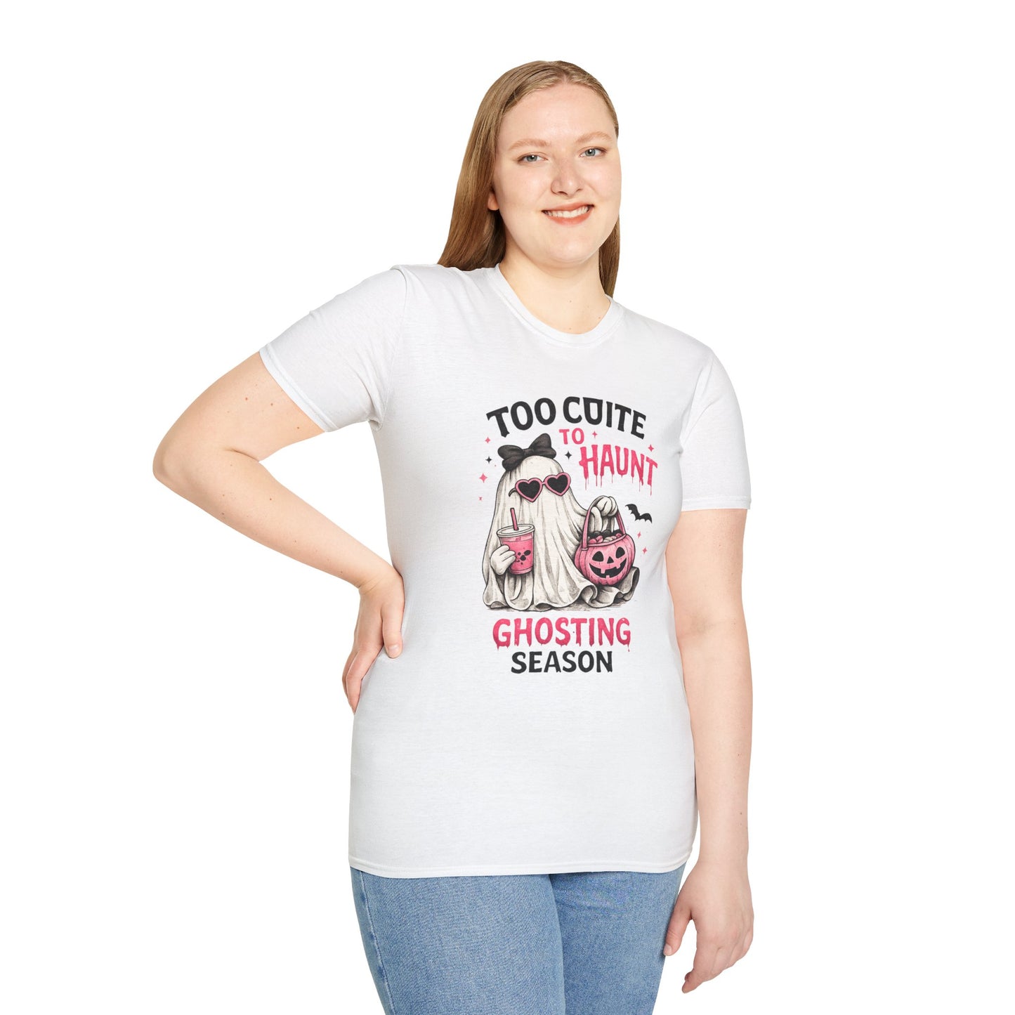 Too Cute to Haunt Ghosting Season Shirt | Funny Halloween Ghost T-Shirt | Cute Coquette Halloween Tee | Spooky Season Graphic Shirt
