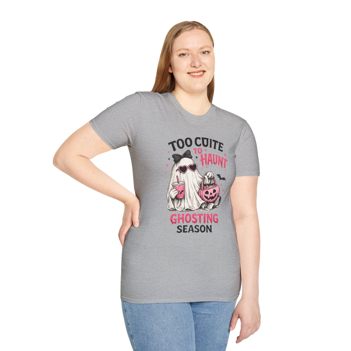 Too Cute to Haunt Ghosting Season Shirt | Funny Halloween Ghost T-Shirt | Cute Coquette Halloween Tee | Spooky Season Graphic Shirt