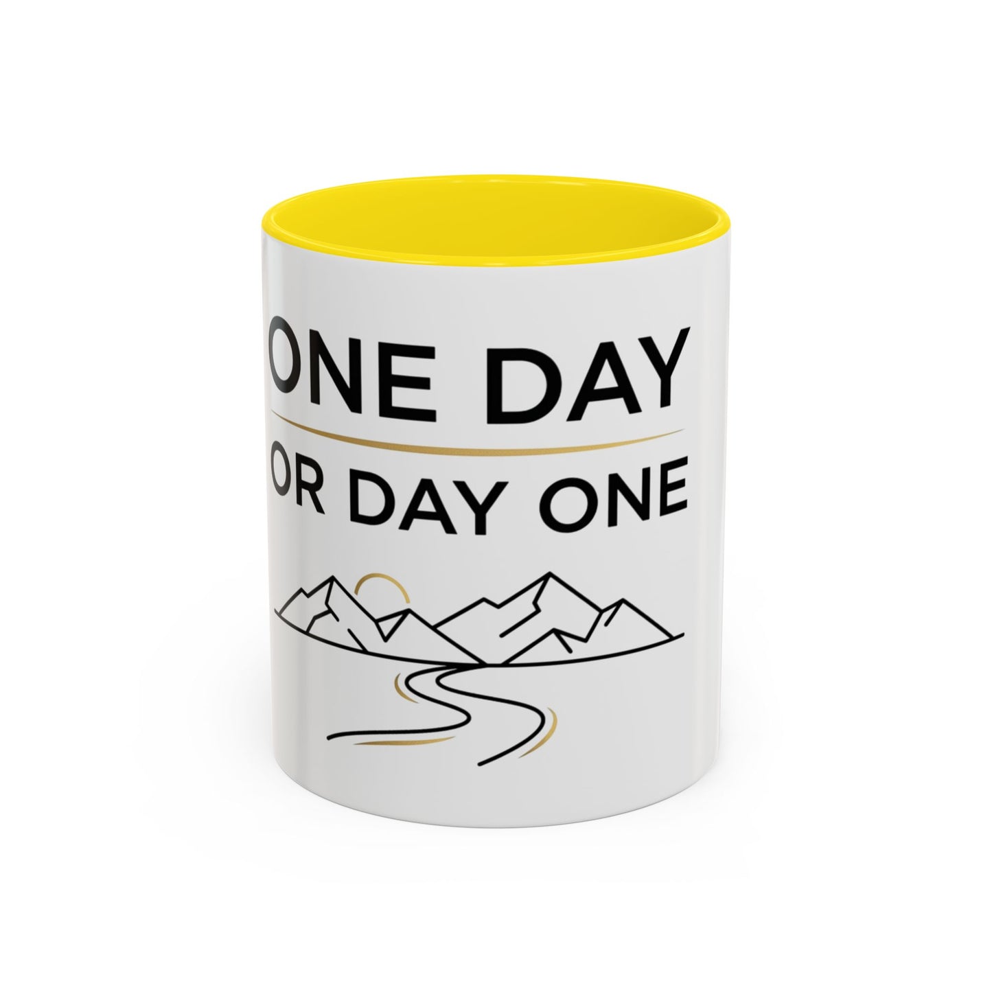 Inspirational Coffee Mug - "One Day or Day One" Motivational Mountain Travel Mug (11/15oz)