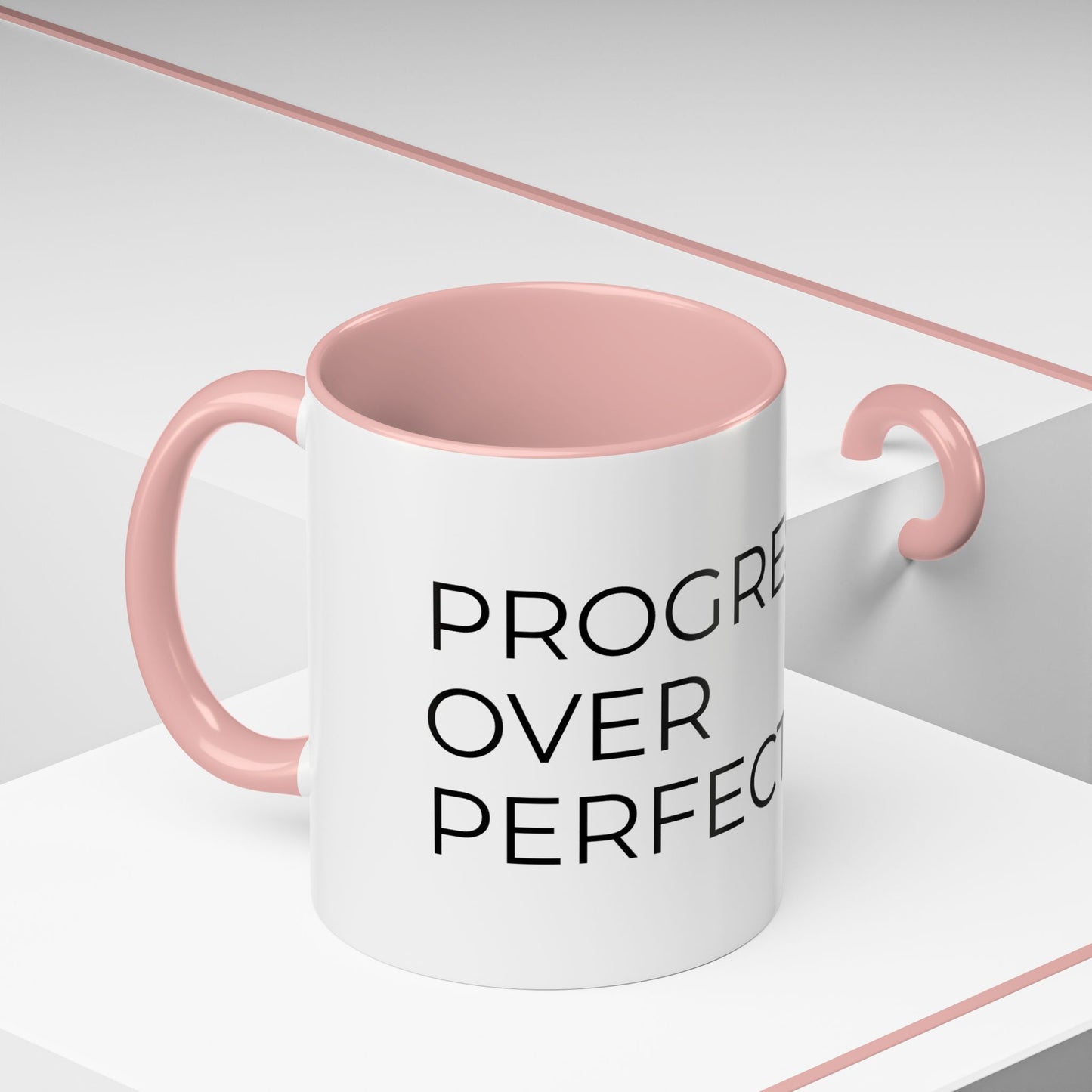 Progress Over Perfection Accent Coffee Mug | Motivational Ceramic Mug (11oz & 15oz)