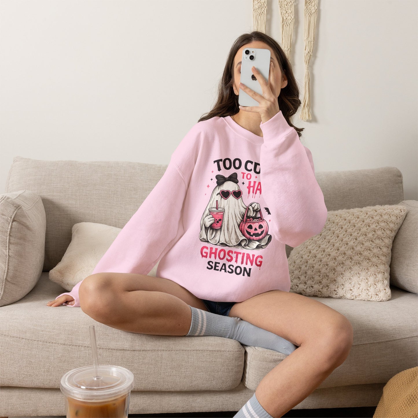 Too Cute to Haunt Sweatshirt | Ghosting Season Crewneck | Cute Halloween Ghost Sweatshirt | Coquette Fall Pullover | Cozy Spooky Season Gift