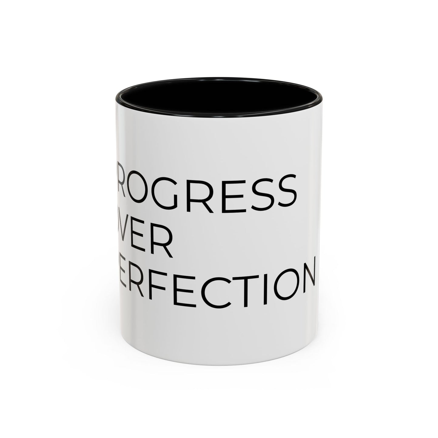 Progress Over Perfection Accent Coffee Mug | Motivational Ceramic Mug (11oz & 15oz)