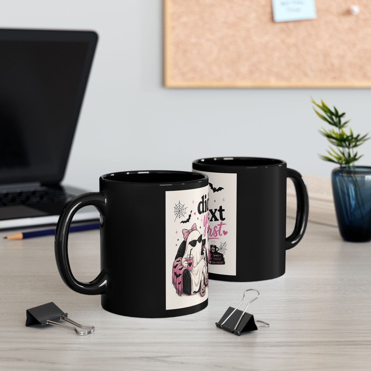 Did You Text First Halloween Mug | Cute Ghost Coffee Mug | Funny Spooky Ceramic Cup | Pink Coquette Halloween Gift | 11oz 15oz Mug
