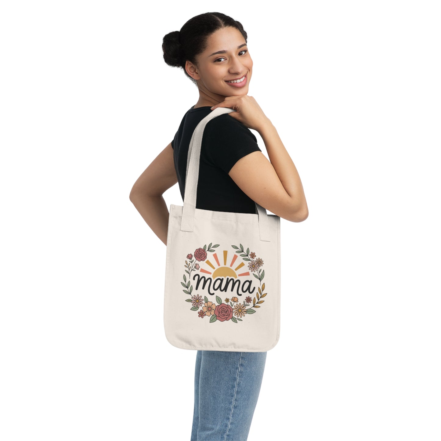 Mama Floral Canvas Tote Bag – Boho Mom Gift