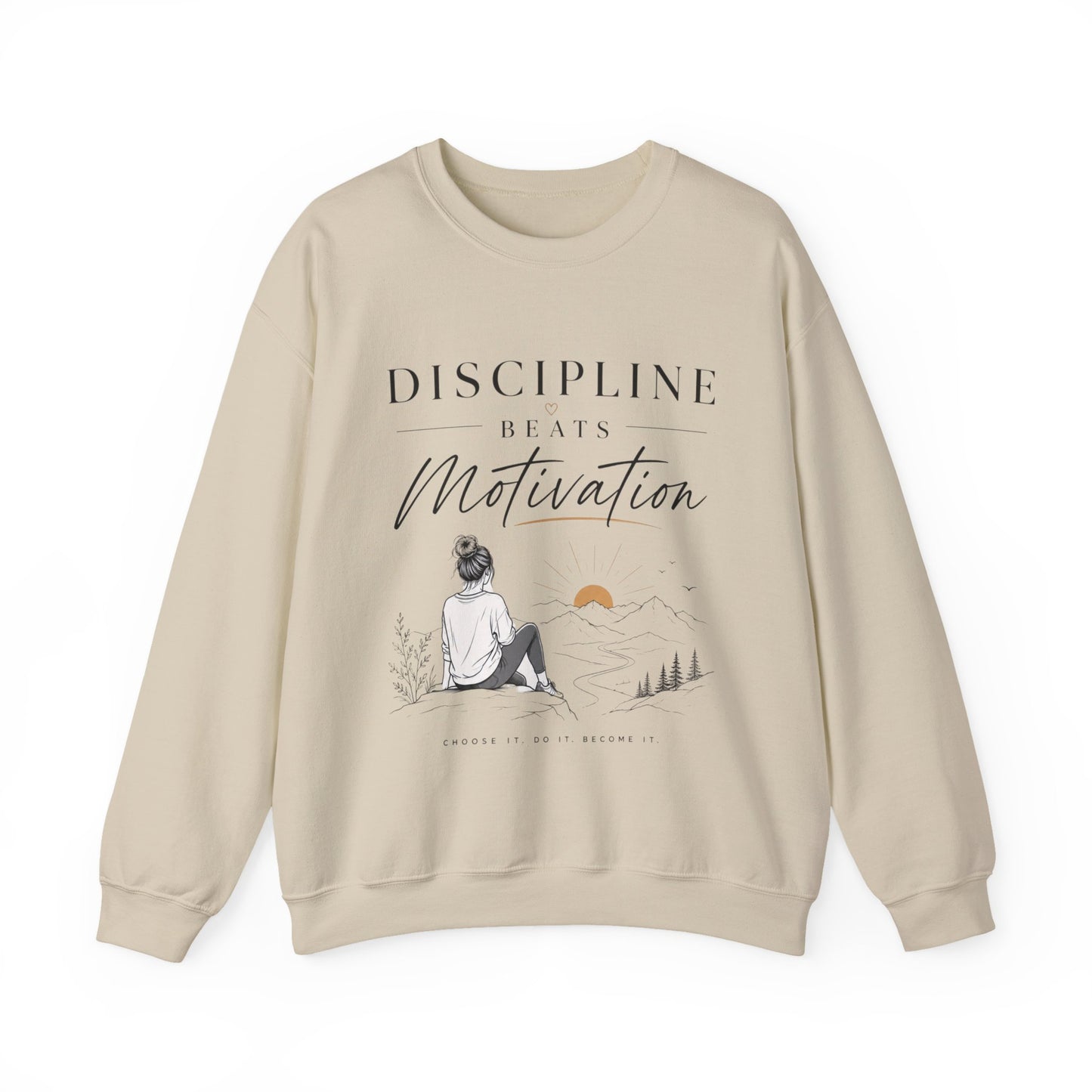 Discipline Beats Motivation Crewneck Sweatshirt | Inspirational Women's Sweatshirt | Motivational Graphic Pullover | Cozy Gift for Her