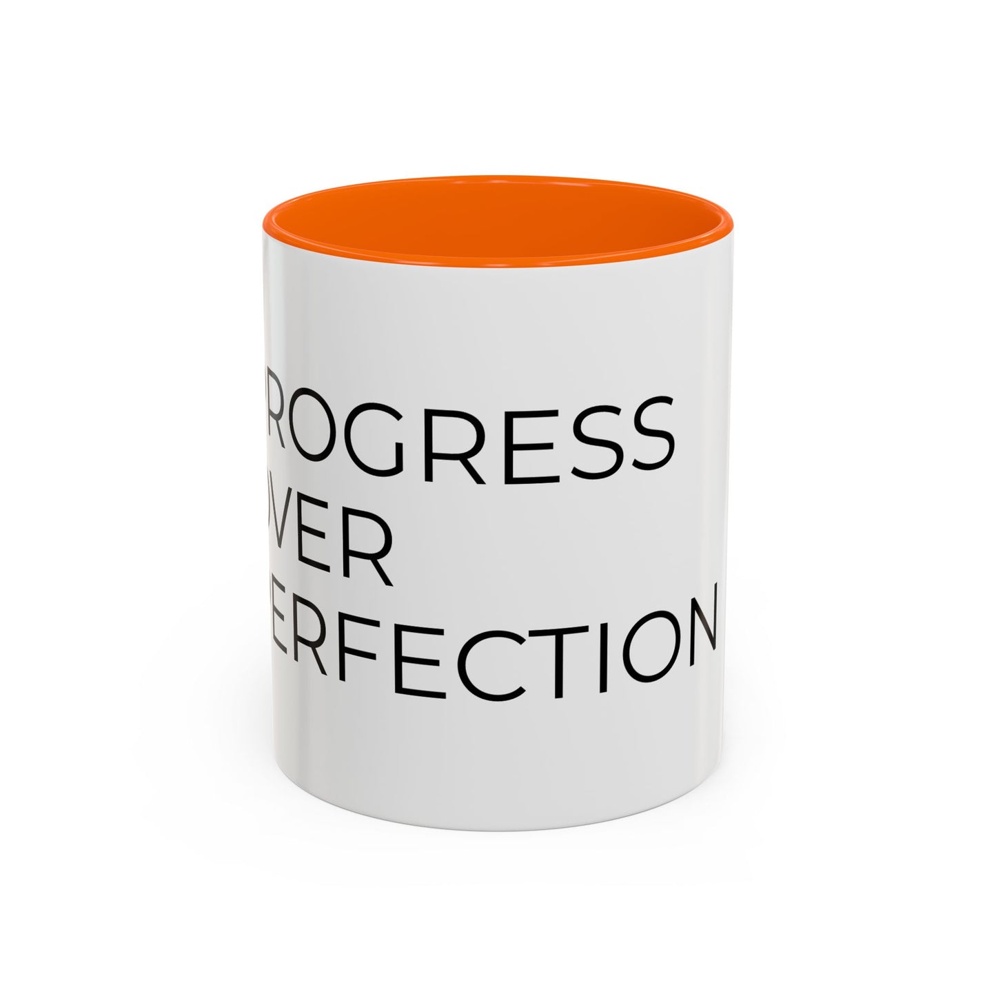 Progress Over Perfection Accent Coffee Mug | Motivational Ceramic Mug (11oz & 15oz)
