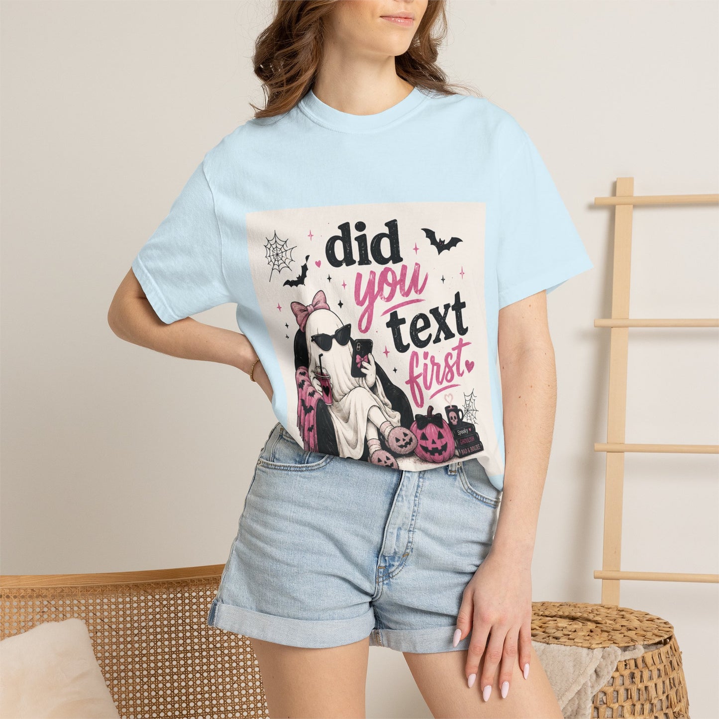 Did You Text First Halloween Shirt | Cute Coquette Ghost T-Shirt | Funny Spooky Graphic Tee