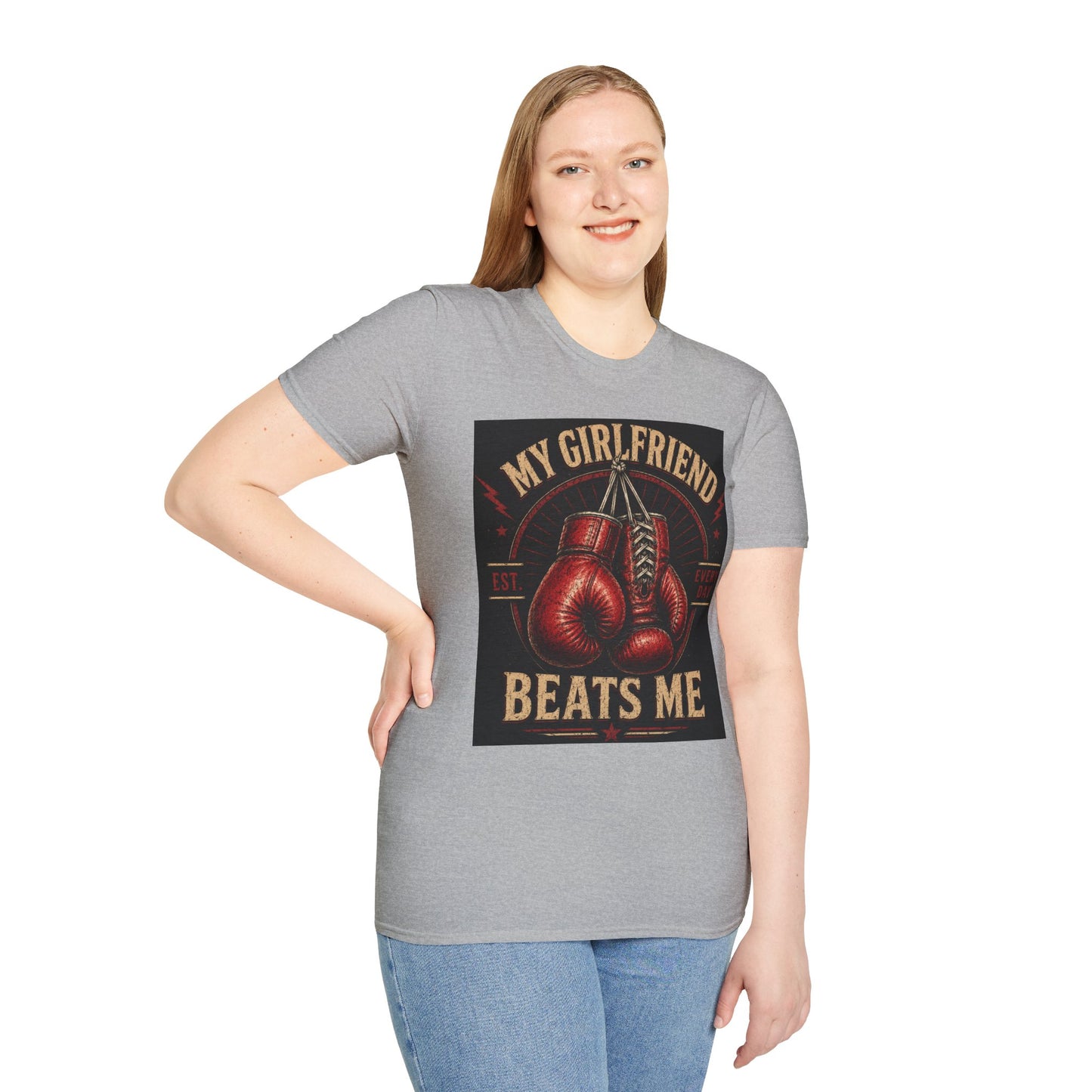 My Girlfriend Beats Me Every Day Boxing Shirt | Funny Boxer Tee | Boxing Gloves Graphic | Boxing Boyfriend Gift | Gym Workout T-Shirt