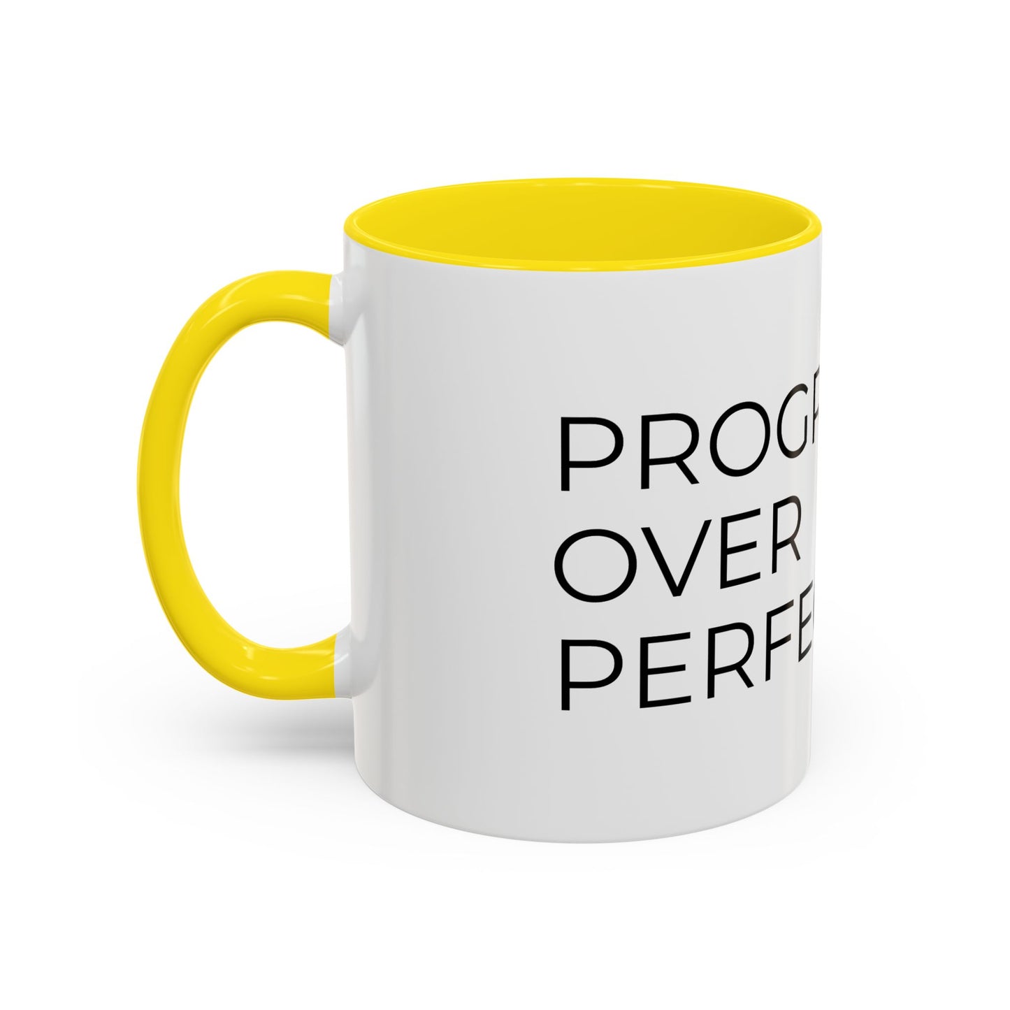 Progress Over Perfection Accent Coffee Mug | Motivational Ceramic Mug (11oz & 15oz)