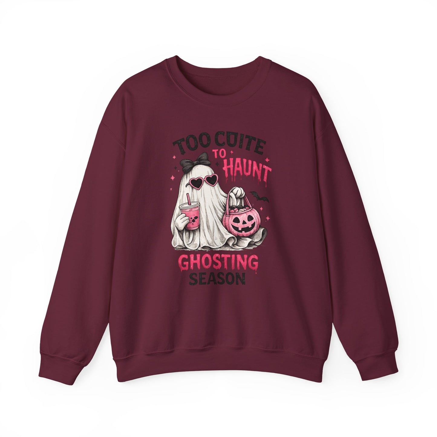 Too Cute to Haunt Sweatshirt | Ghosting Season Crewneck | Cute Halloween Ghost Sweatshirt | Coquette Fall Pullover | Cozy Spooky Season Gift