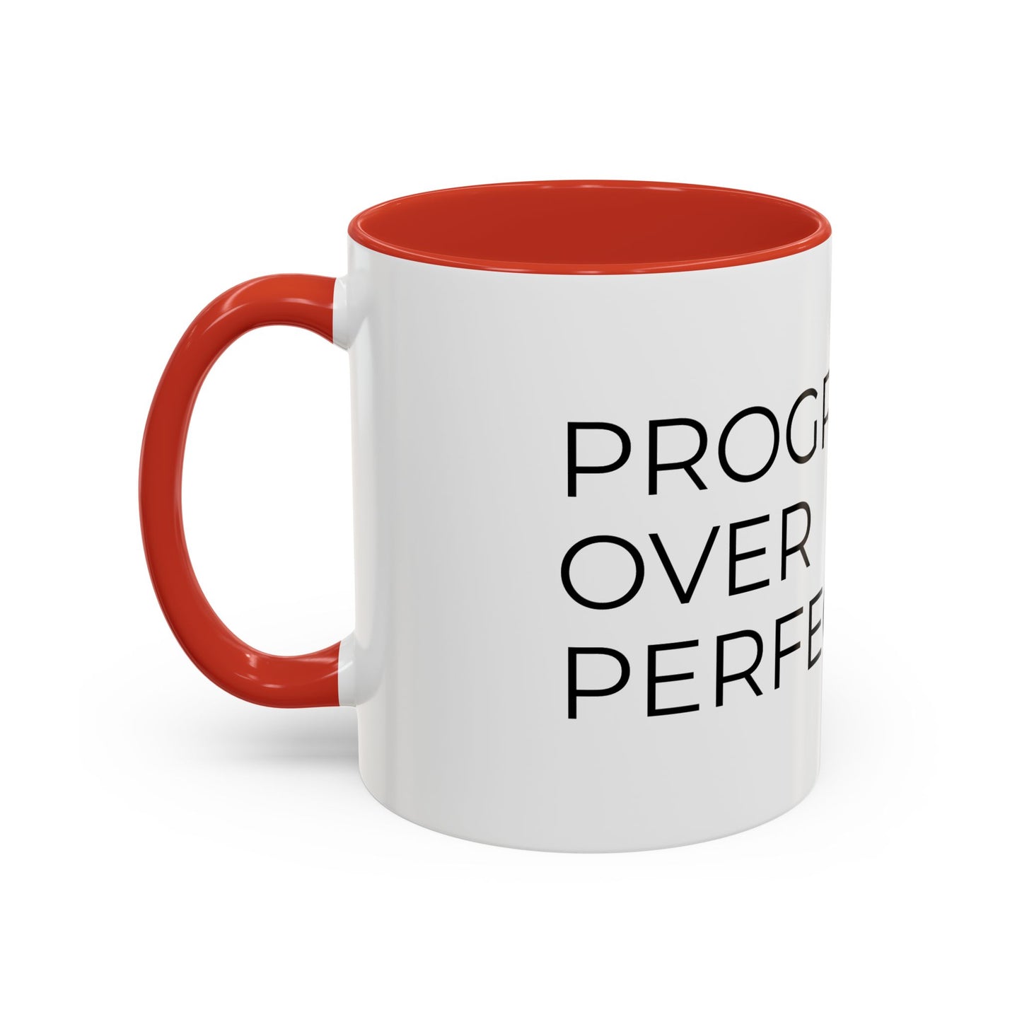 Progress Over Perfection Accent Coffee Mug | Motivational Ceramic Mug (11oz & 15oz)