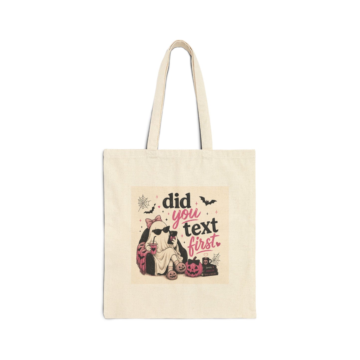 Did You Text First ghost Halloween Tote Bag | spooky jack-o'-lanterns