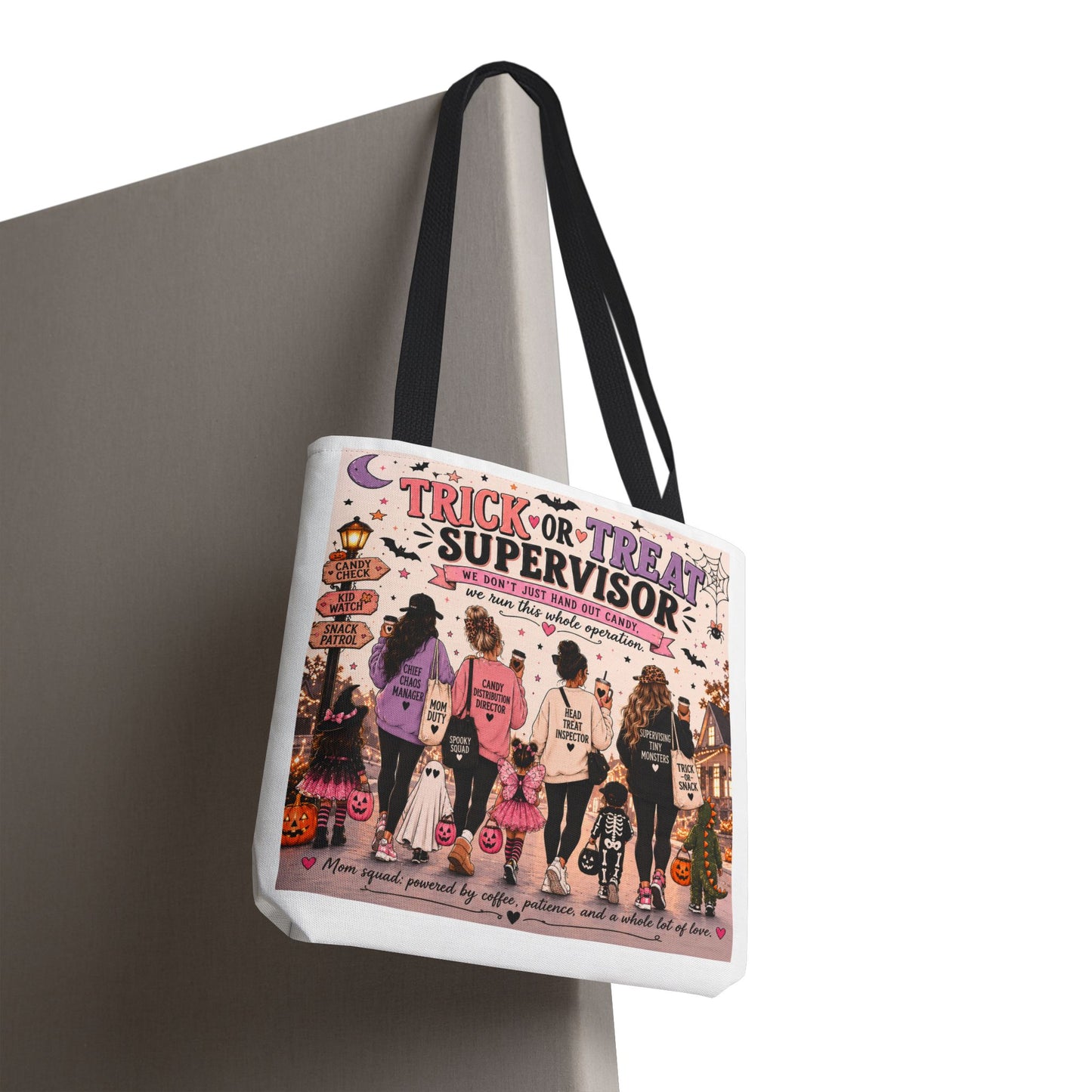 Trick or Treat Supervisor Tote Bag | Funny Halloween Tote | Pumpkin Patch Bag | Halloween Mom Gift | Reusable Fall Shopping Bag