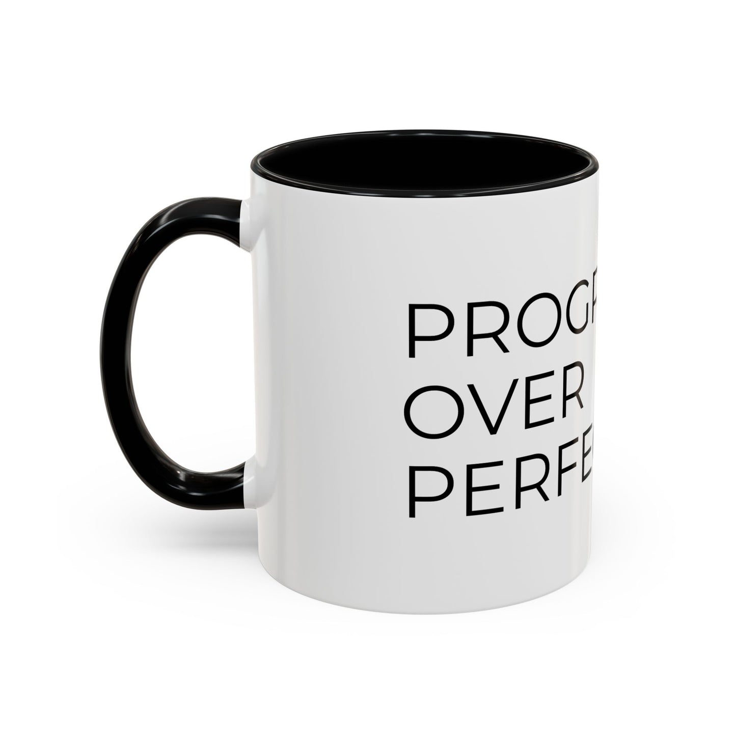 Progress Over Perfection Accent Coffee Mug | Motivational Ceramic Mug (11oz & 15oz)