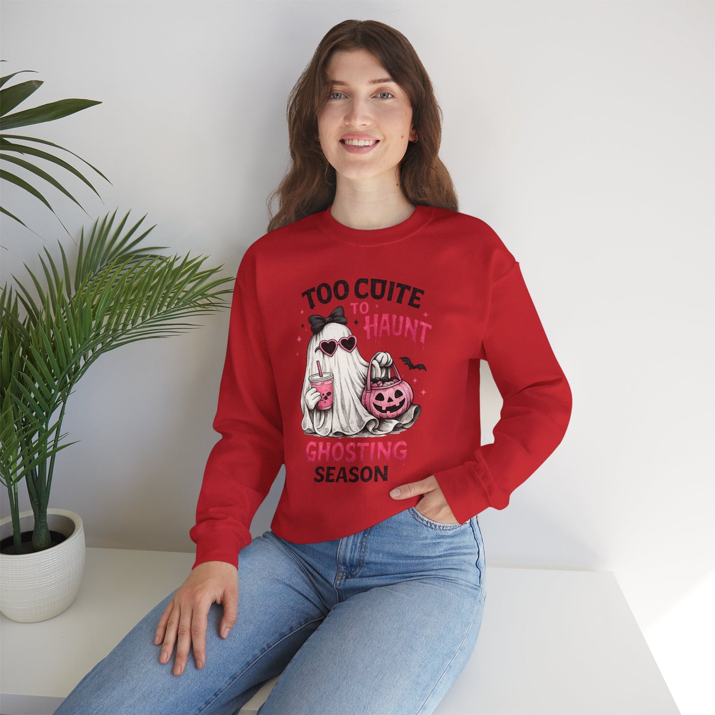 Too Cute to Haunt Sweatshirt | Ghosting Season Crewneck | Cute Halloween Ghost Sweatshirt | Coquette Fall Pullover | Cozy Spooky Season Gift
