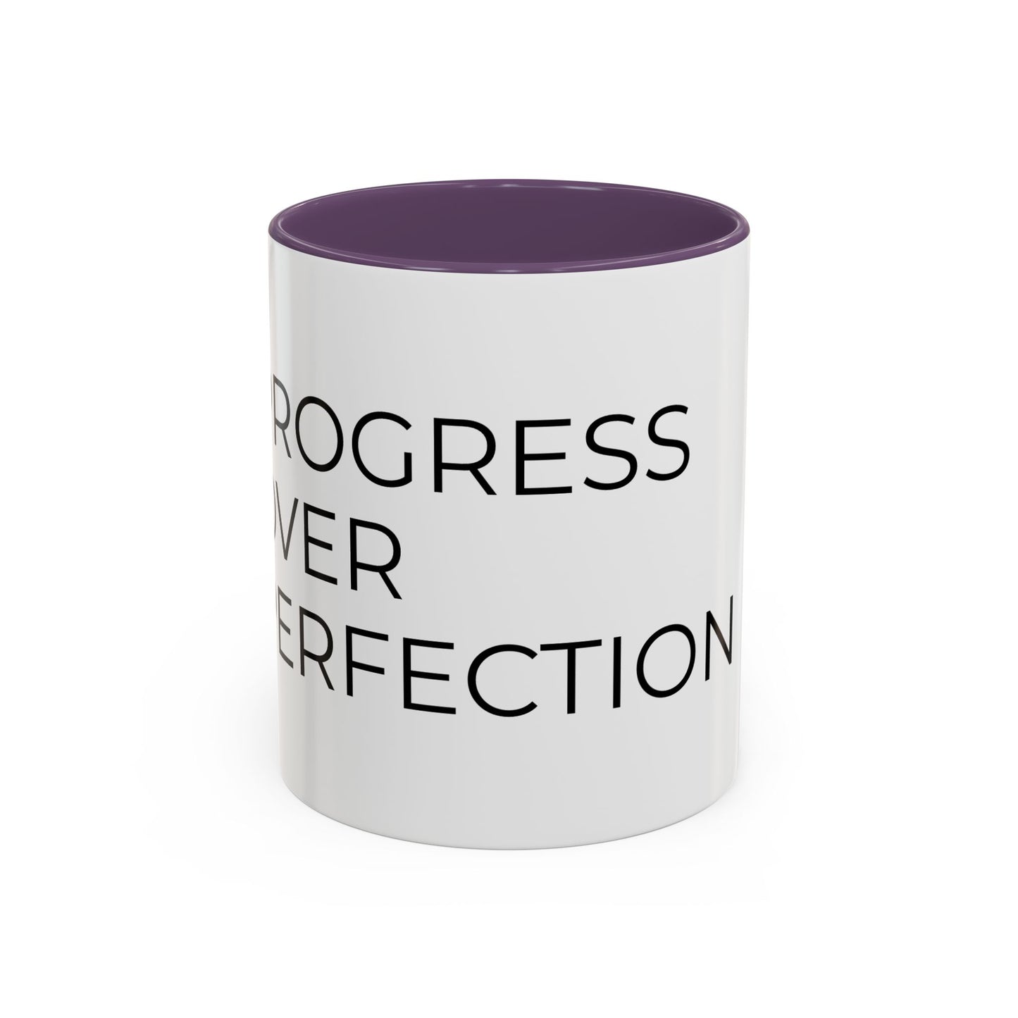 Progress Over Perfection Accent Coffee Mug | Motivational Ceramic Mug (11oz & 15oz)