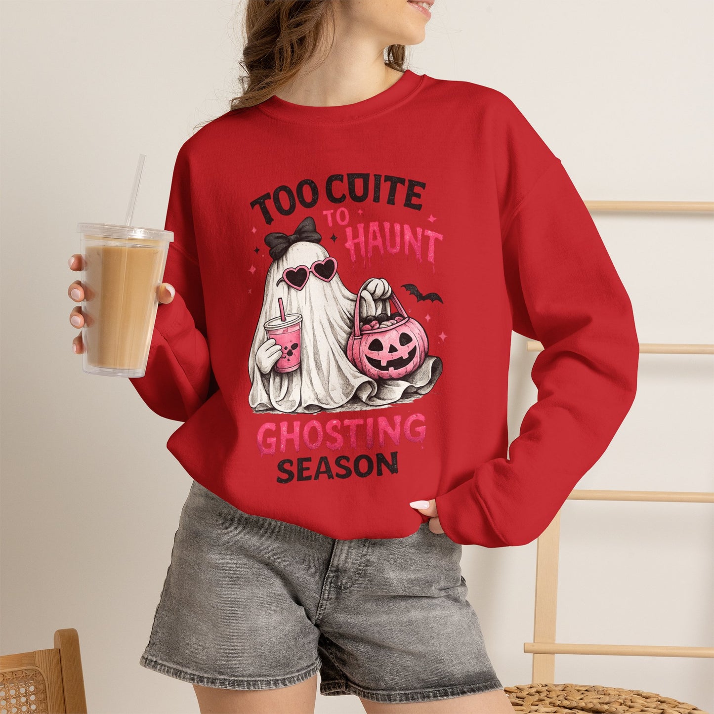 Too Cute to Haunt Sweatshirt | Ghosting Season Crewneck | Cute Halloween Ghost Sweatshirt | Coquette Fall Pullover | Cozy Spooky Season Gift