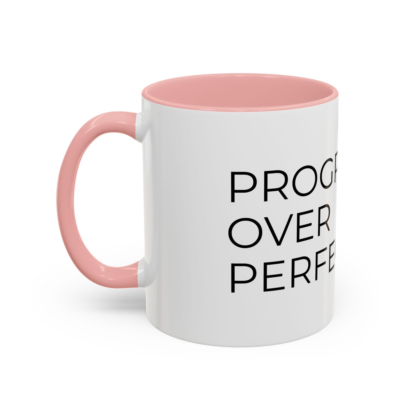 Progress Over Perfection Accent Coffee Mug | Motivational Ceramic Mug (11oz & 15oz)