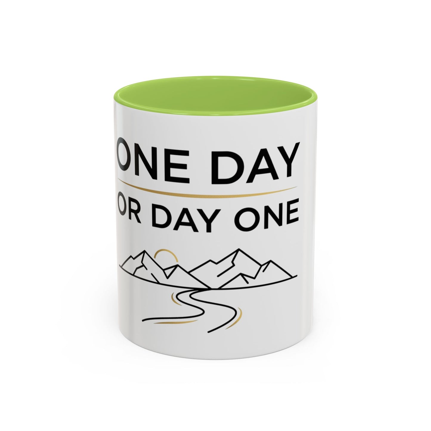 Inspirational Coffee Mug - "One Day or Day One" Motivational Mountain Travel Mug (11/15oz)