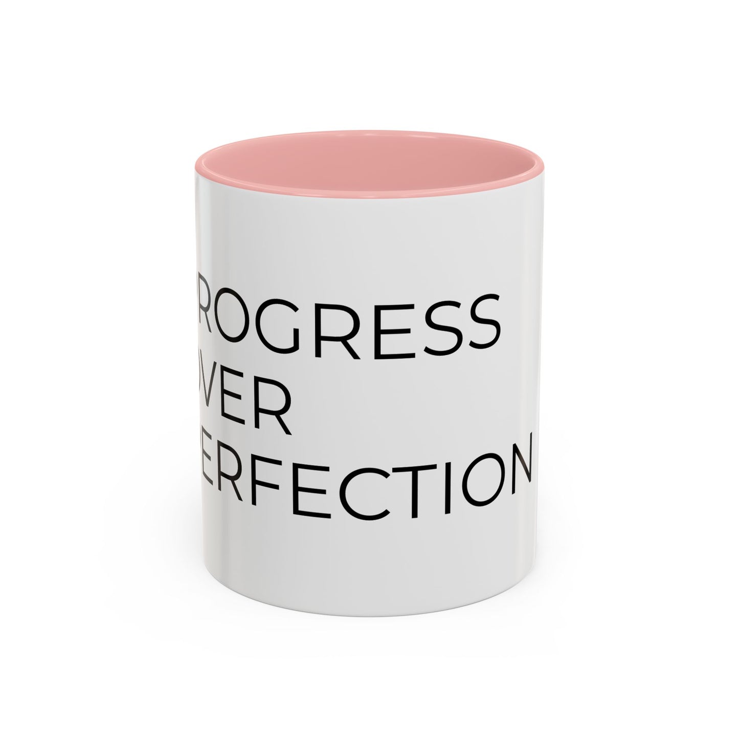 Progress Over Perfection Accent Coffee Mug | Motivational Ceramic Mug (11oz & 15oz)