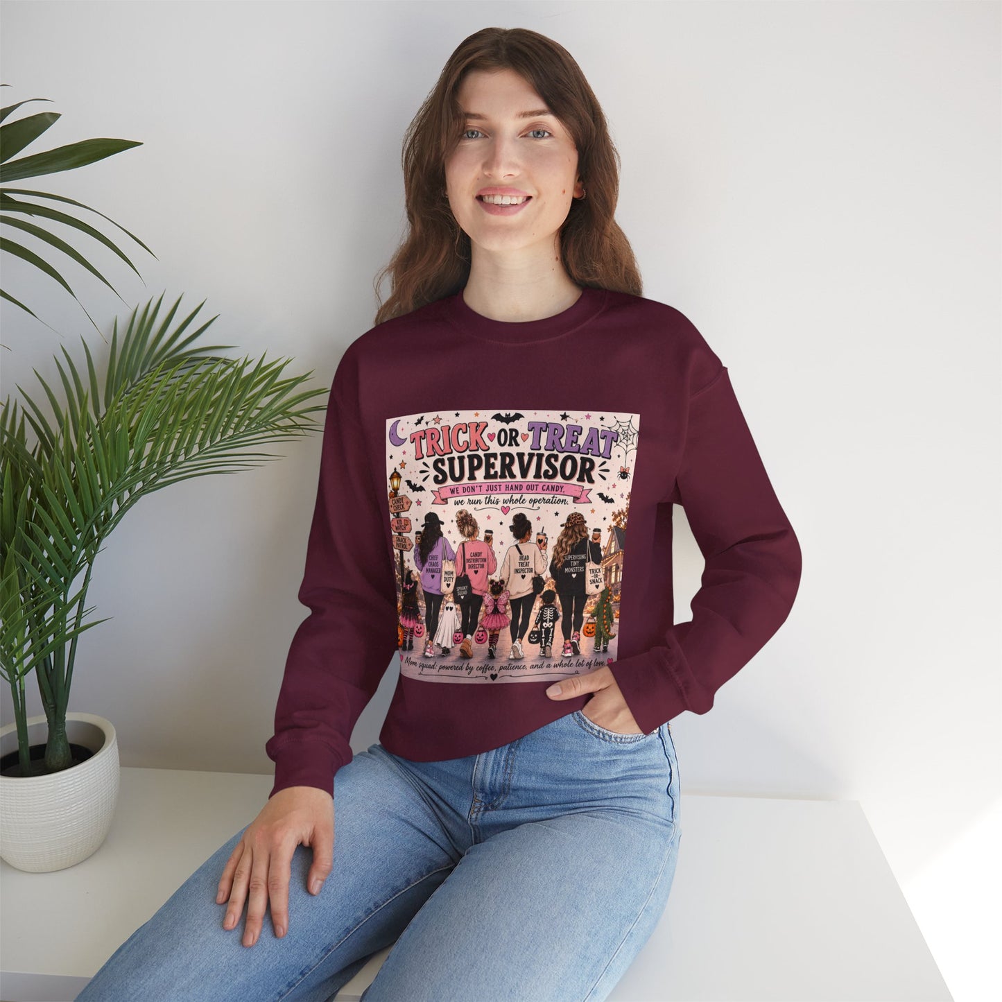 Trick or Treat Supervisor Sweatshirt | Funny Halloween Crewneck | Halloween Parent Sweatshirt | Pumpkin Patch Pullover | Family