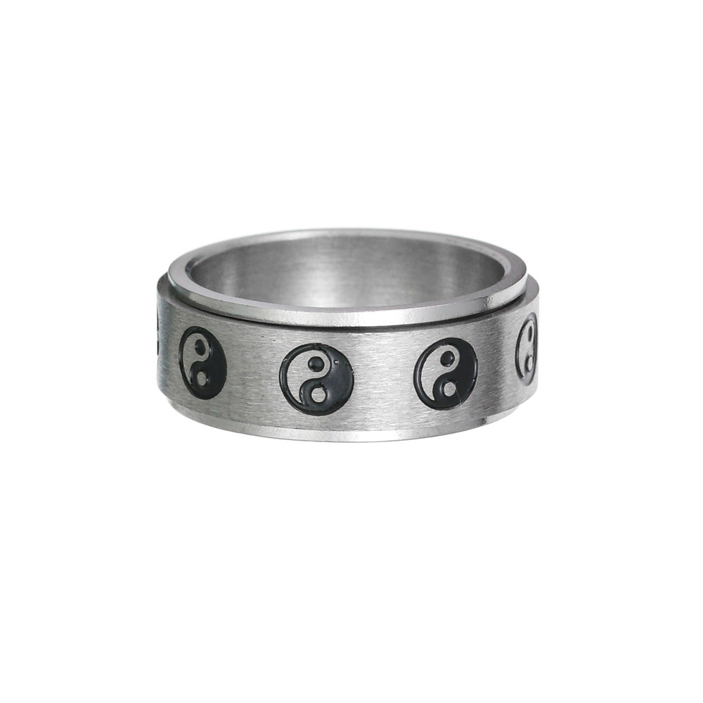 Stainless Steel Yin Yang Spinner Ring | Unisex Anxiety Relief Band