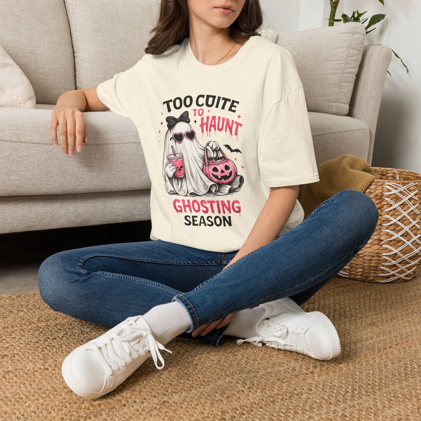 Too Cute to Haunt Ghosting Season Shirt | Funny Halloween Ghost T-Shirt | Cute Coquette Halloween Tee | Spooky Season Graphic Shirt