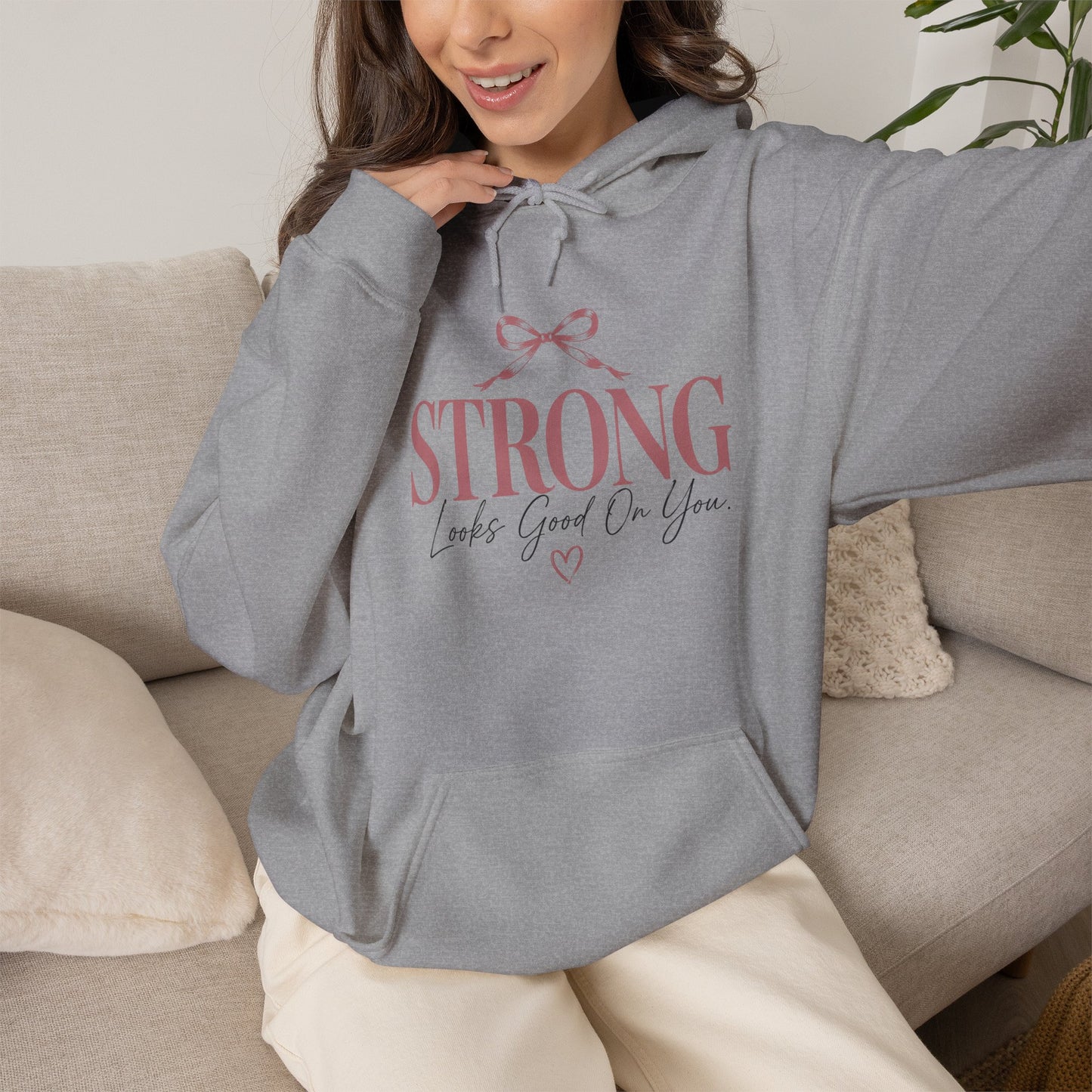 Strong With Grace Hoodie | Inspirational Women's Sweatshirt | Motivational Graphic Hoodie | Self Love Gift | Empowerment Hoodie