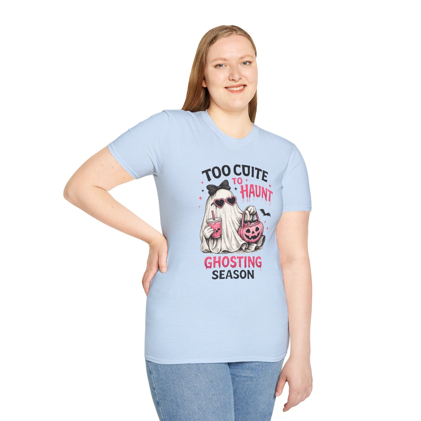 Too Cute to Haunt Ghosting Season Shirt | Funny Halloween Ghost T-Shirt | Cute Coquette Halloween Tee | Spooky Season Graphic Shirt