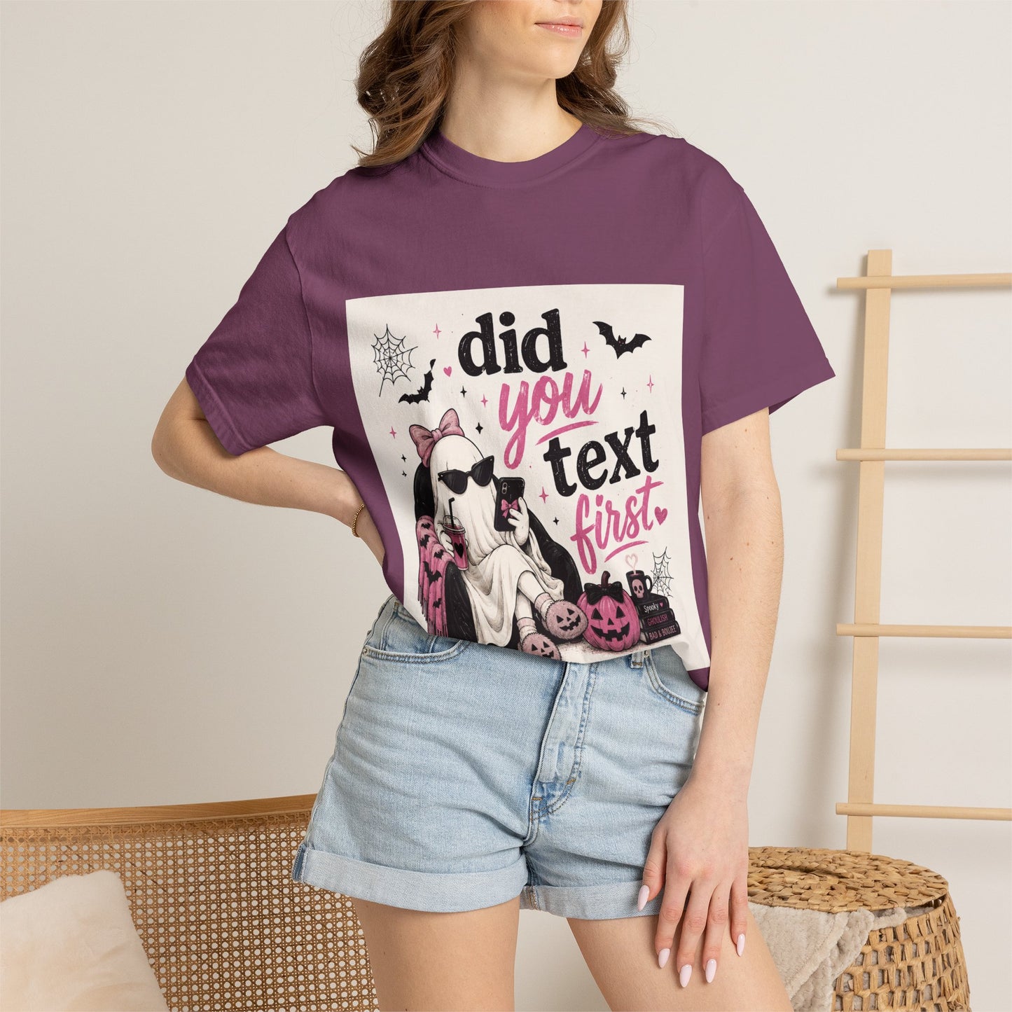 Did You Text First Halloween Shirt | Cute Coquette Ghost T-Shirt | Funny Spooky Graphic Tee