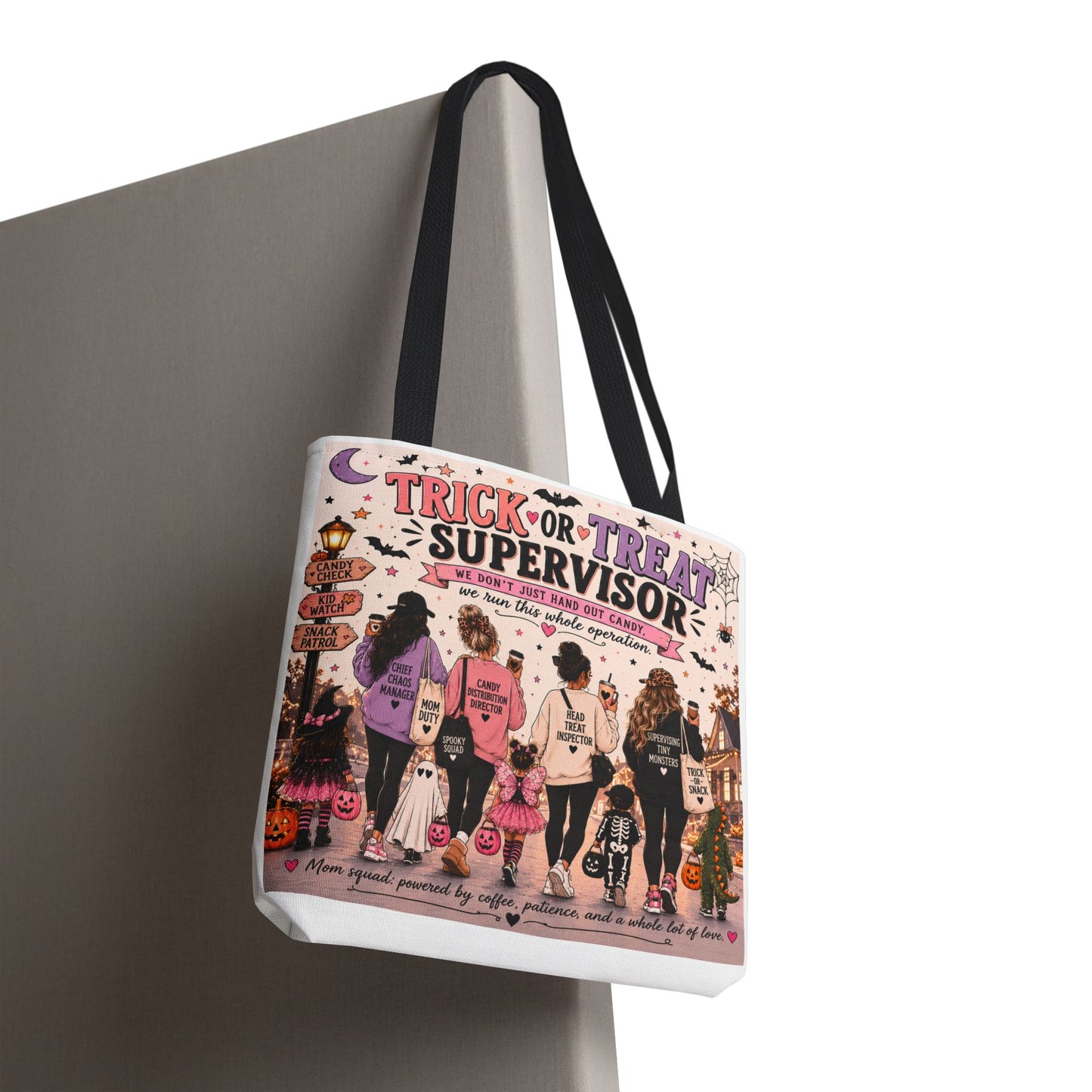 Trick or Treat Supervisor Tote Bag | Funny Halloween Tote | Pumpkin Patch Bag | Halloween Mom Gift | Reusable Fall Shopping Bag