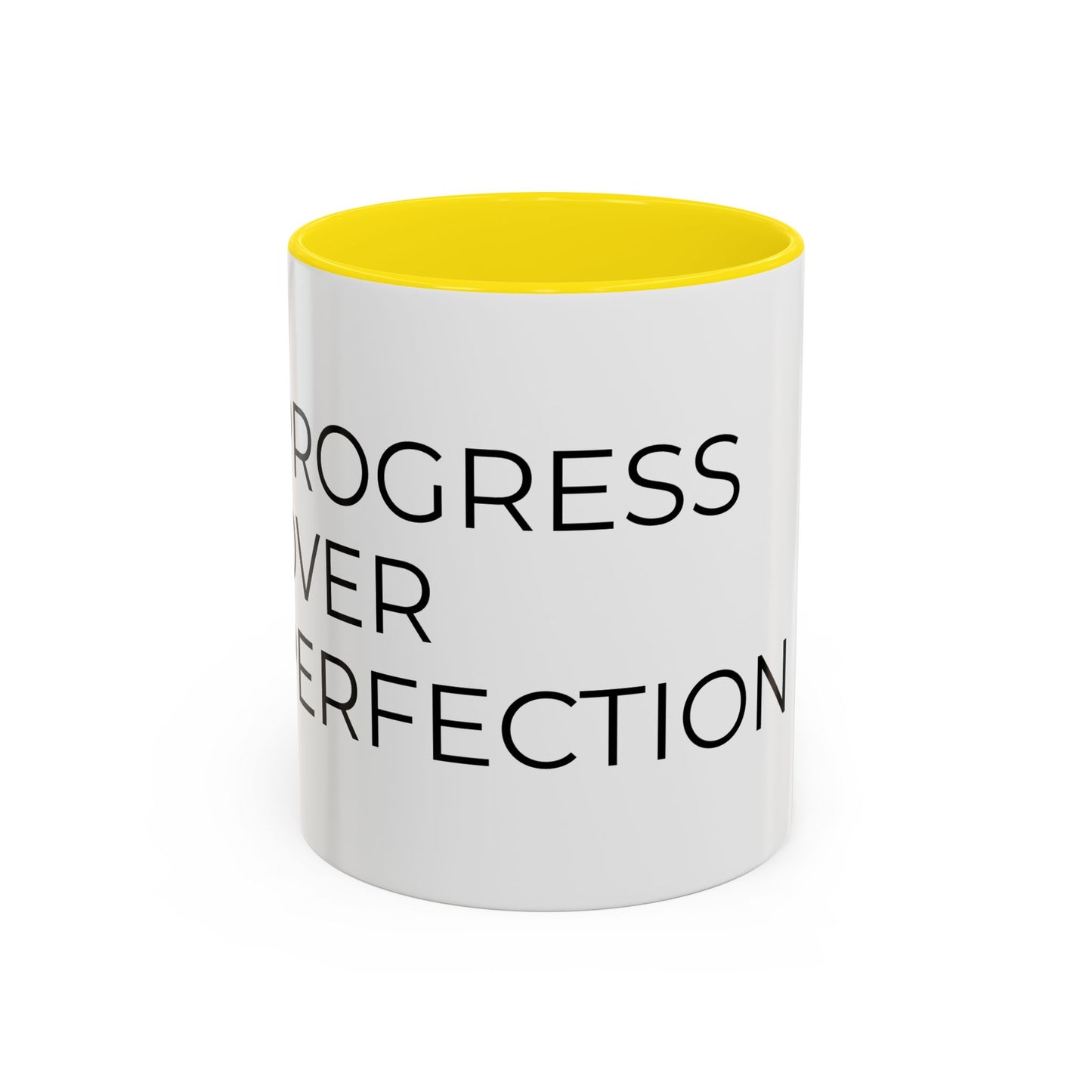 Progress Over Perfection Accent Coffee Mug | Motivational Ceramic Mug (11oz & 15oz)
