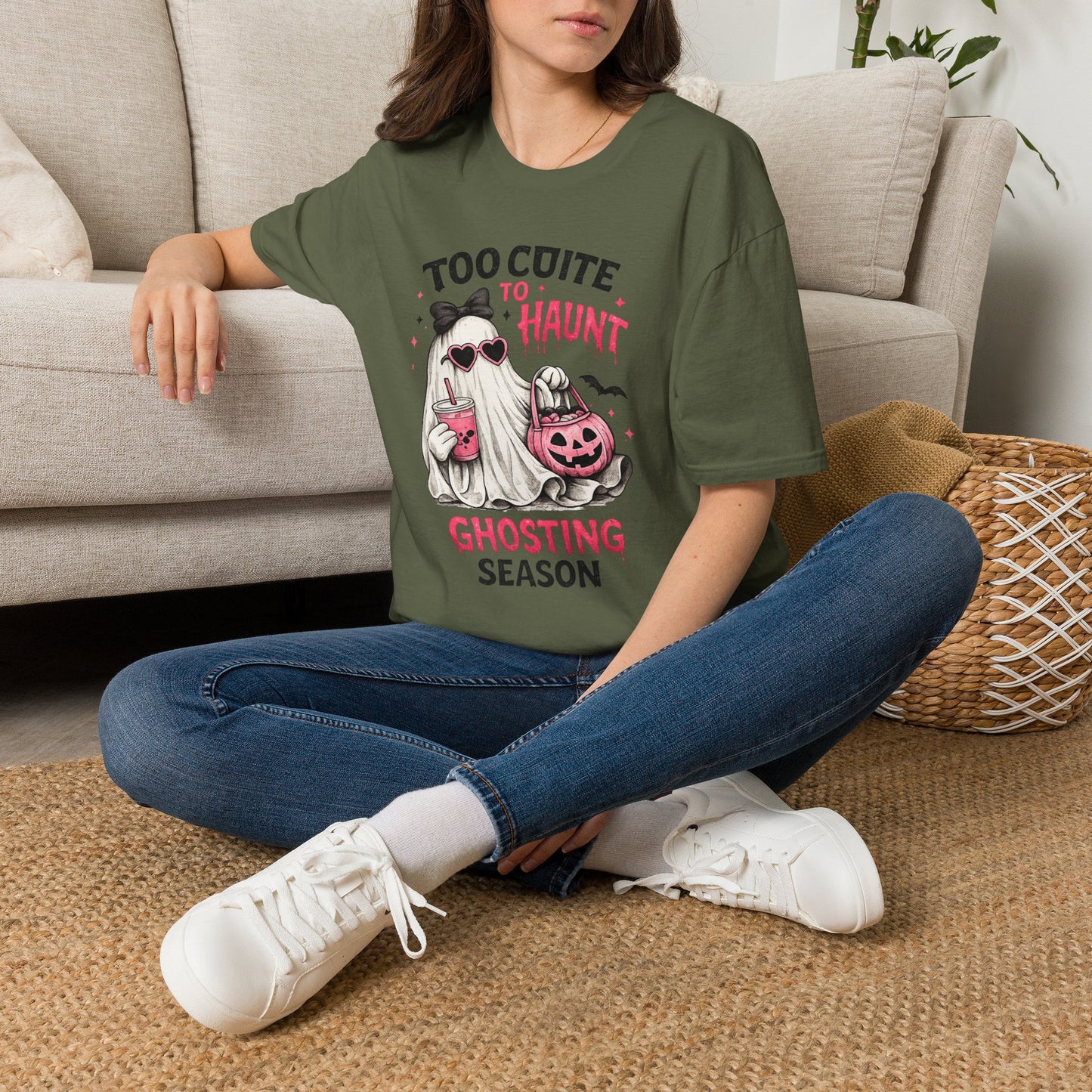 Too Cute to Haunt Ghosting Season Shirt | Funny Halloween Ghost T-Shirt | Cute Coquette Halloween Tee | Spooky Season Graphic Shirt