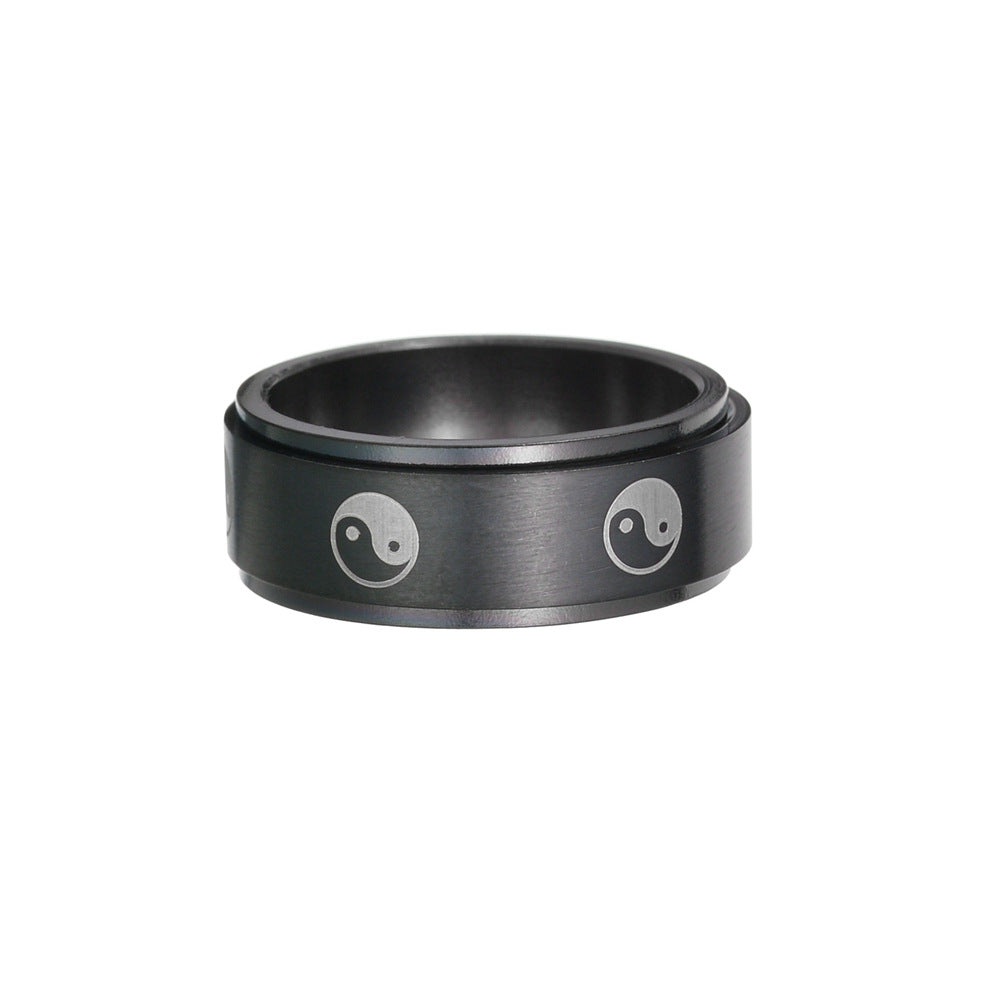 Stainless Steel Yin Yang Spinner Ring | Unisex Anxiety Relief Band