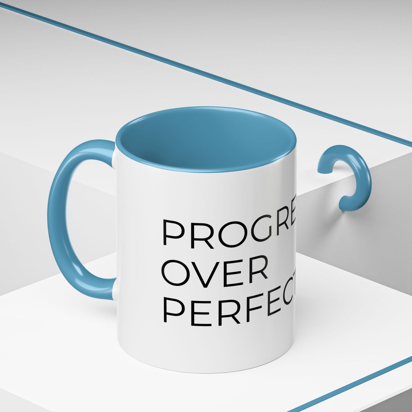 Progress Over Perfection Accent Coffee Mug | Motivational Ceramic Mug (11oz & 15oz)