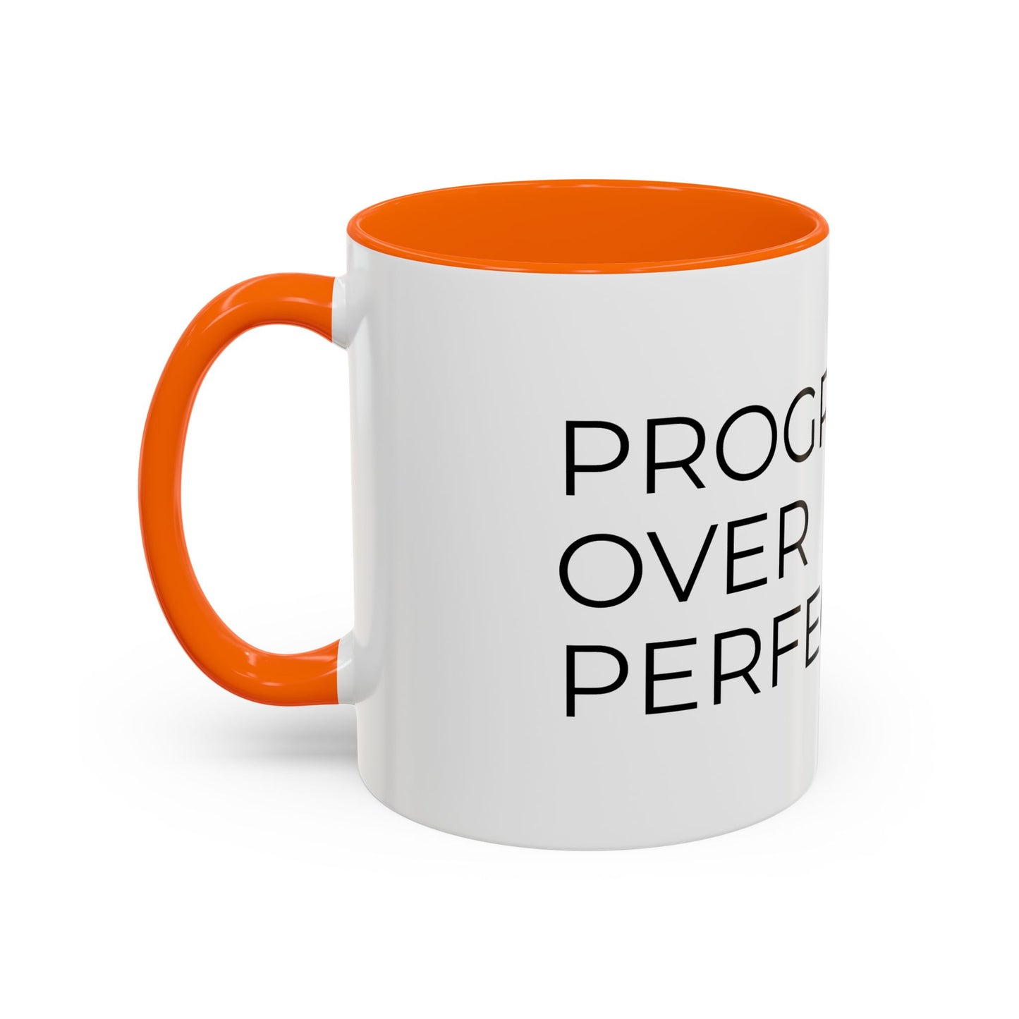 Progress Over Perfection Accent Coffee Mug | Motivational Ceramic Mug (11oz & 15oz)