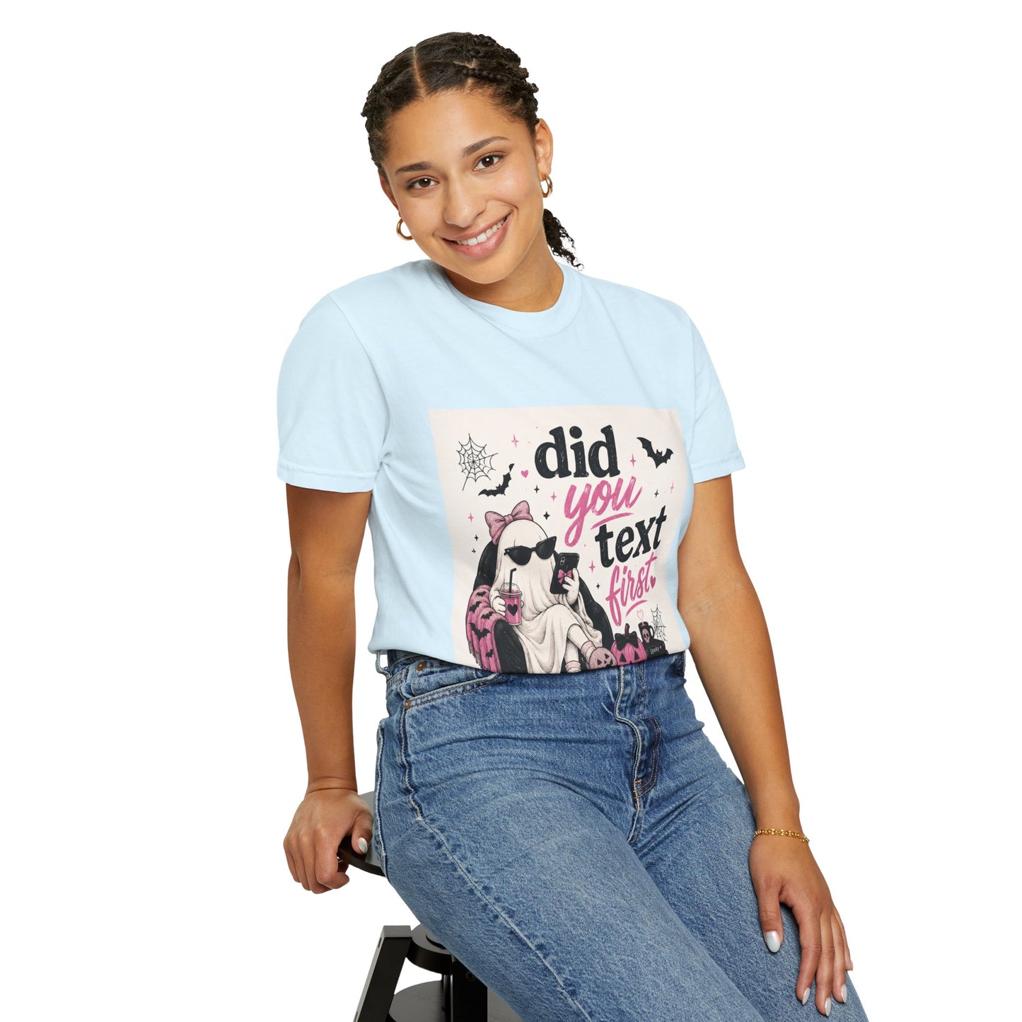 Did You Text First Halloween Shirt | Cute Coquette Ghost T-Shirt | Funny Spooky Graphic Tee