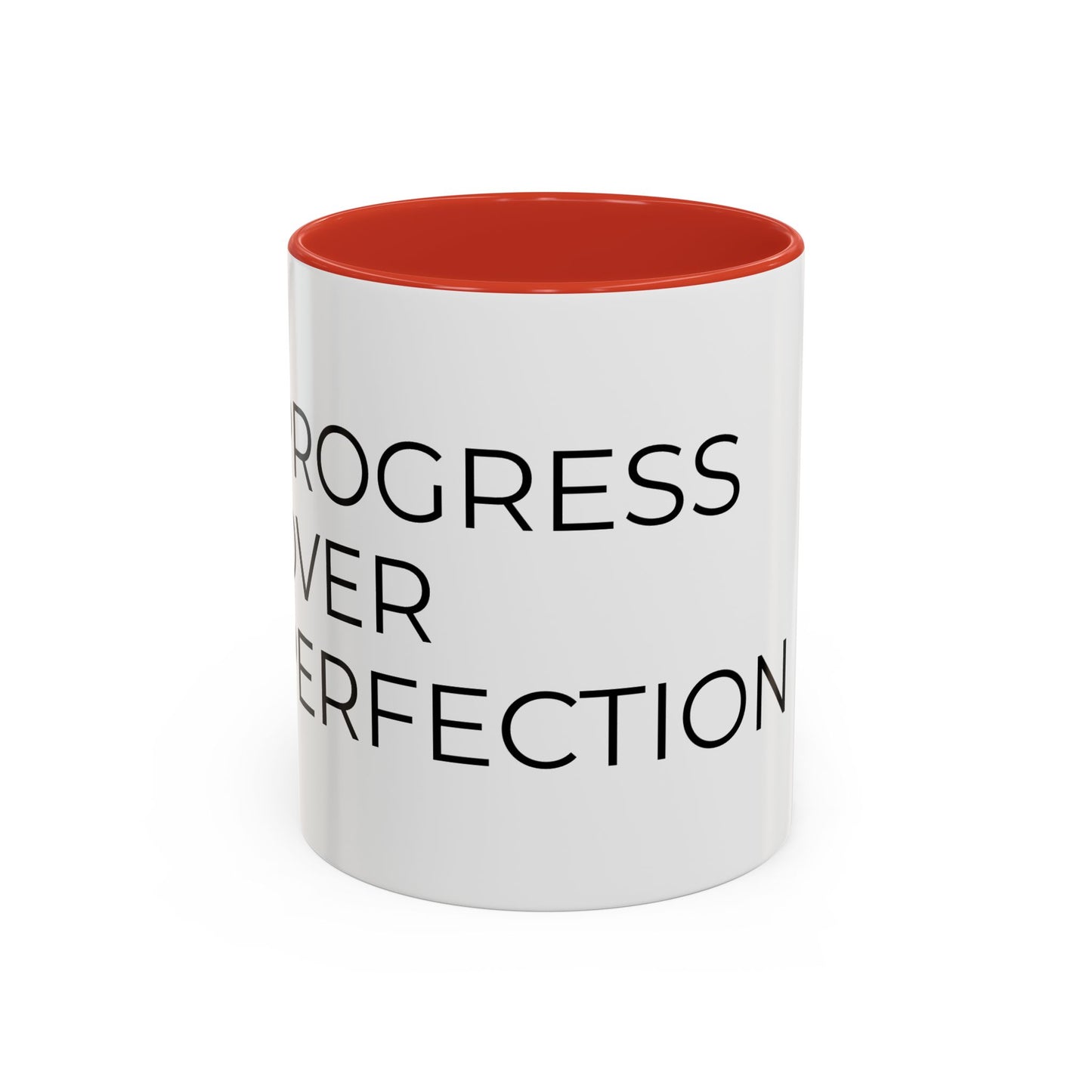 Progress Over Perfection Accent Coffee Mug | Motivational Ceramic Mug (11oz & 15oz)
