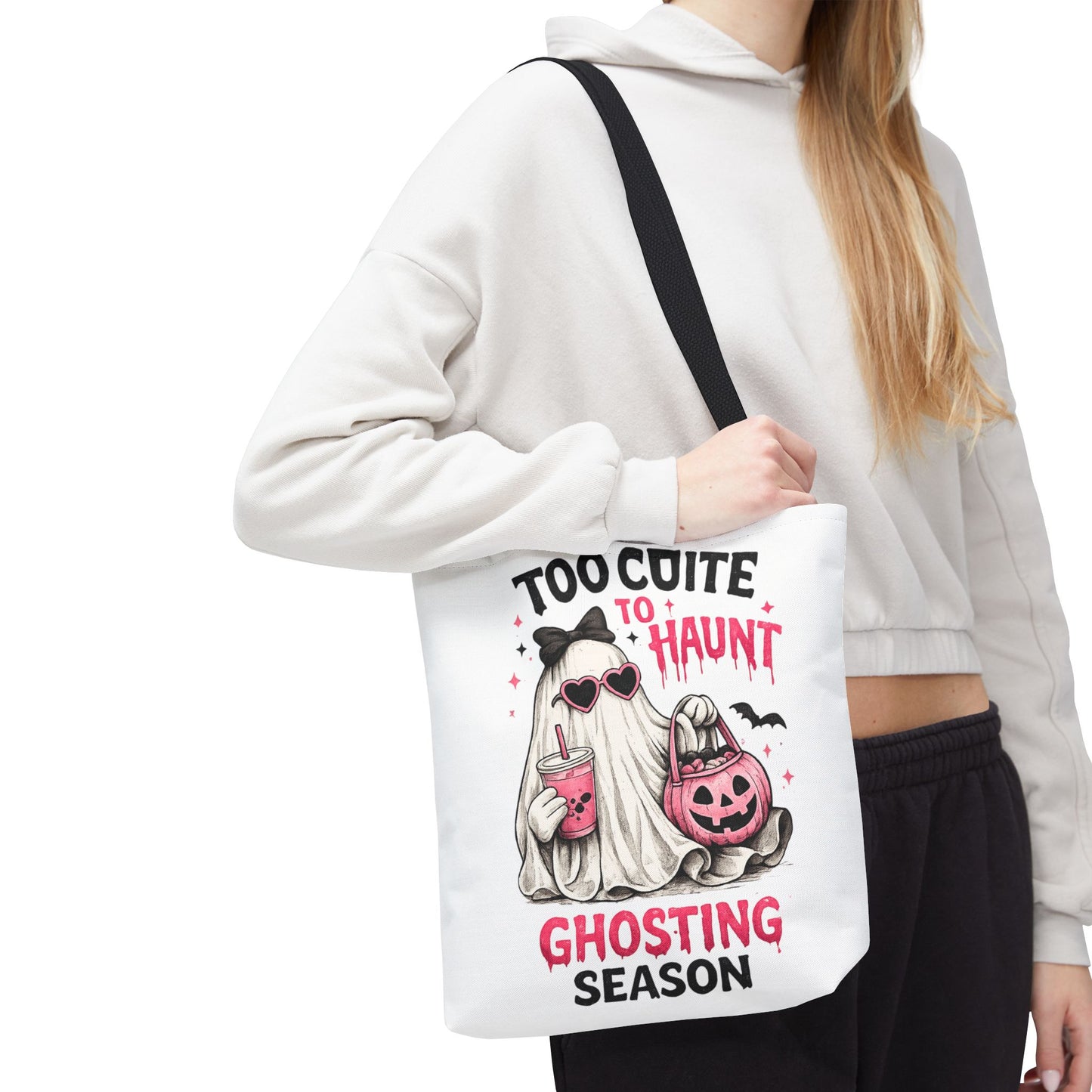 Too Cute to Haunt Tote Bag | Ghosting Season Halloween Tote | Cute Ghost Canvas Bag | Coquette Spooky Tote | Fall Book Bag | Halloween Gift