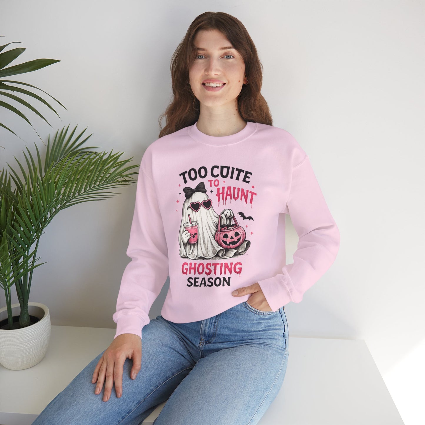 Too Cute to Haunt Sweatshirt | Ghosting Season Crewneck | Cute Halloween Ghost Sweatshirt | Coquette Fall Pullover | Cozy Spooky Season Gift
