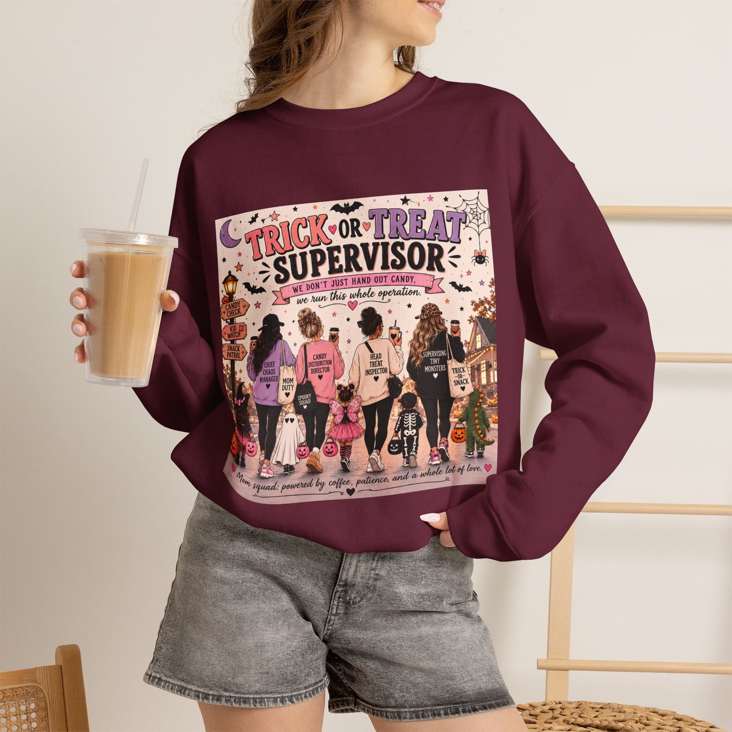 Trick or Treat Supervisor Sweatshirt | Funny Halloween Crewneck | Halloween Parent Sweatshirt | Pumpkin Patch Pullover | Family
