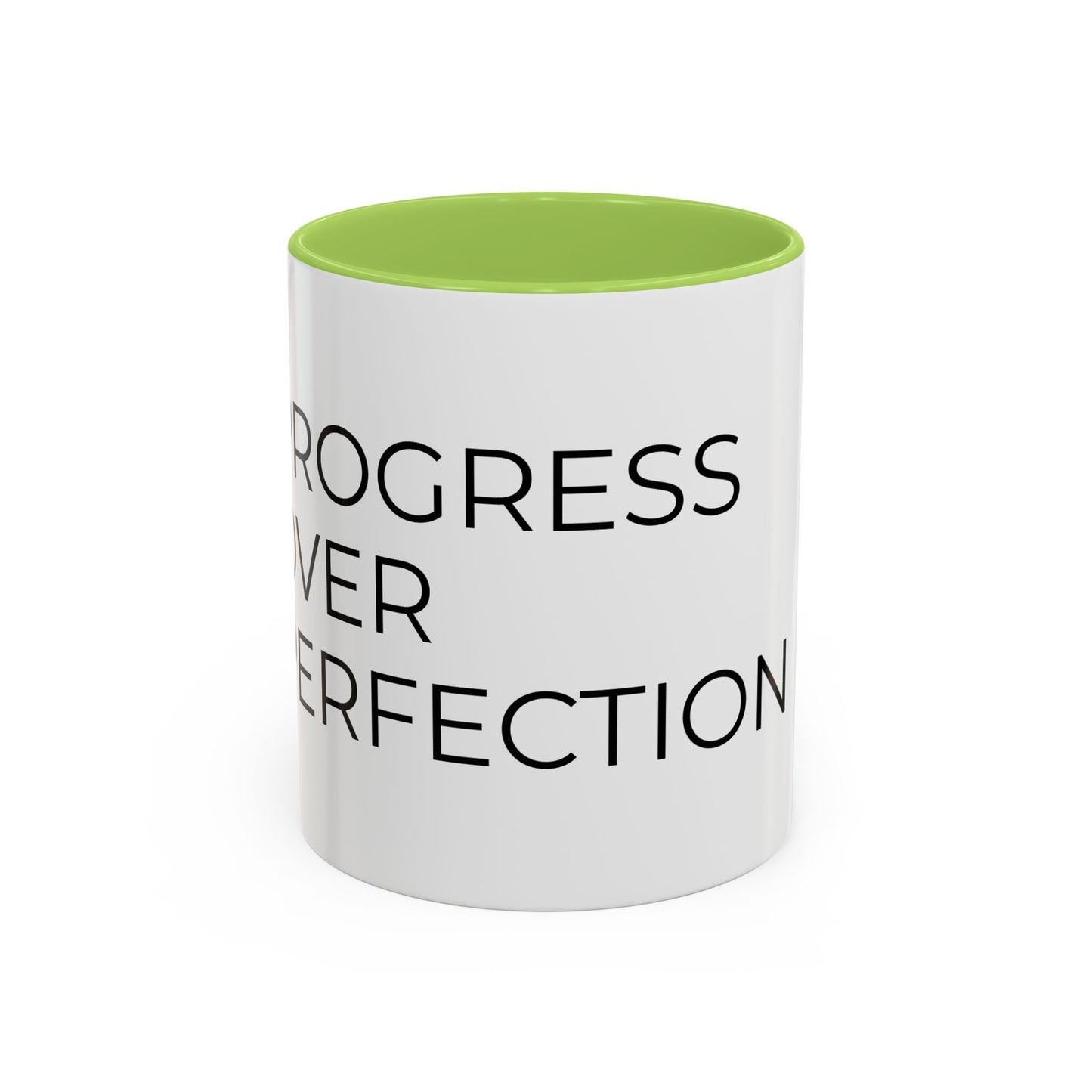 Progress Over Perfection Accent Coffee Mug | Motivational Ceramic Mug (11oz & 15oz)