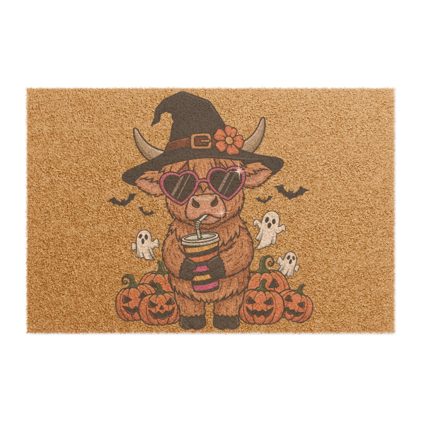 Cute Highland Cow Halloween Doormat – Fall Welcome Mat